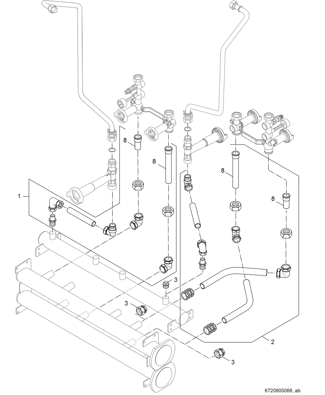 Explosietekening Cascade I — Bosch CerapurMaxx - ZBR65-2