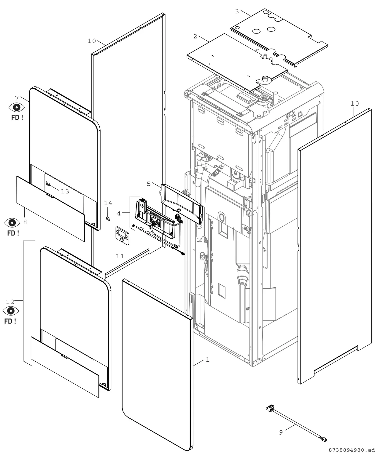 Explosietekening Habillage LW/AW — Bosch Compress 7000i AW - AWM 9