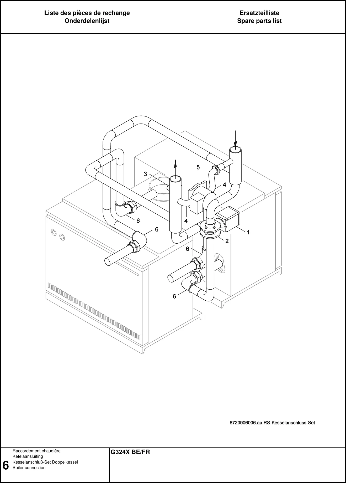 Schéma éclaté Raccordement chaudière — Buderus G324X BE/FR