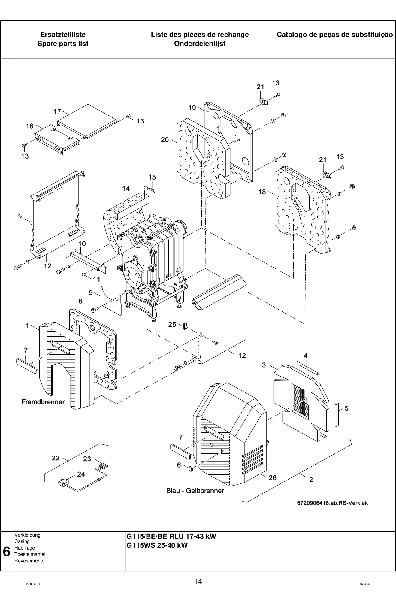 Explosietekening Habillage — Buderus G115U/BE/RLU/WS