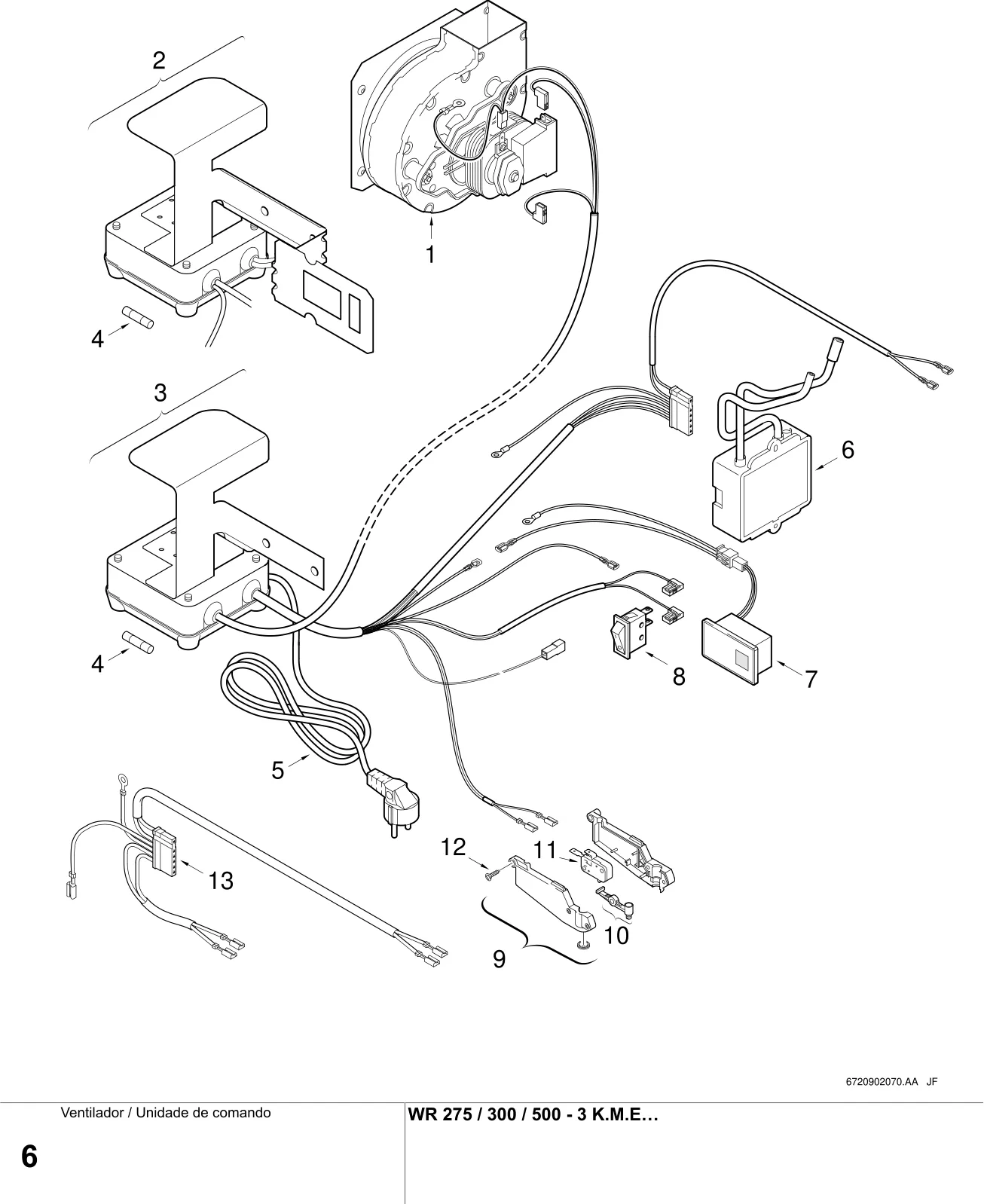 Schéma éclaté Ventilador / Unidade de comando — Buderus WR275/300/320/440/500-3KM