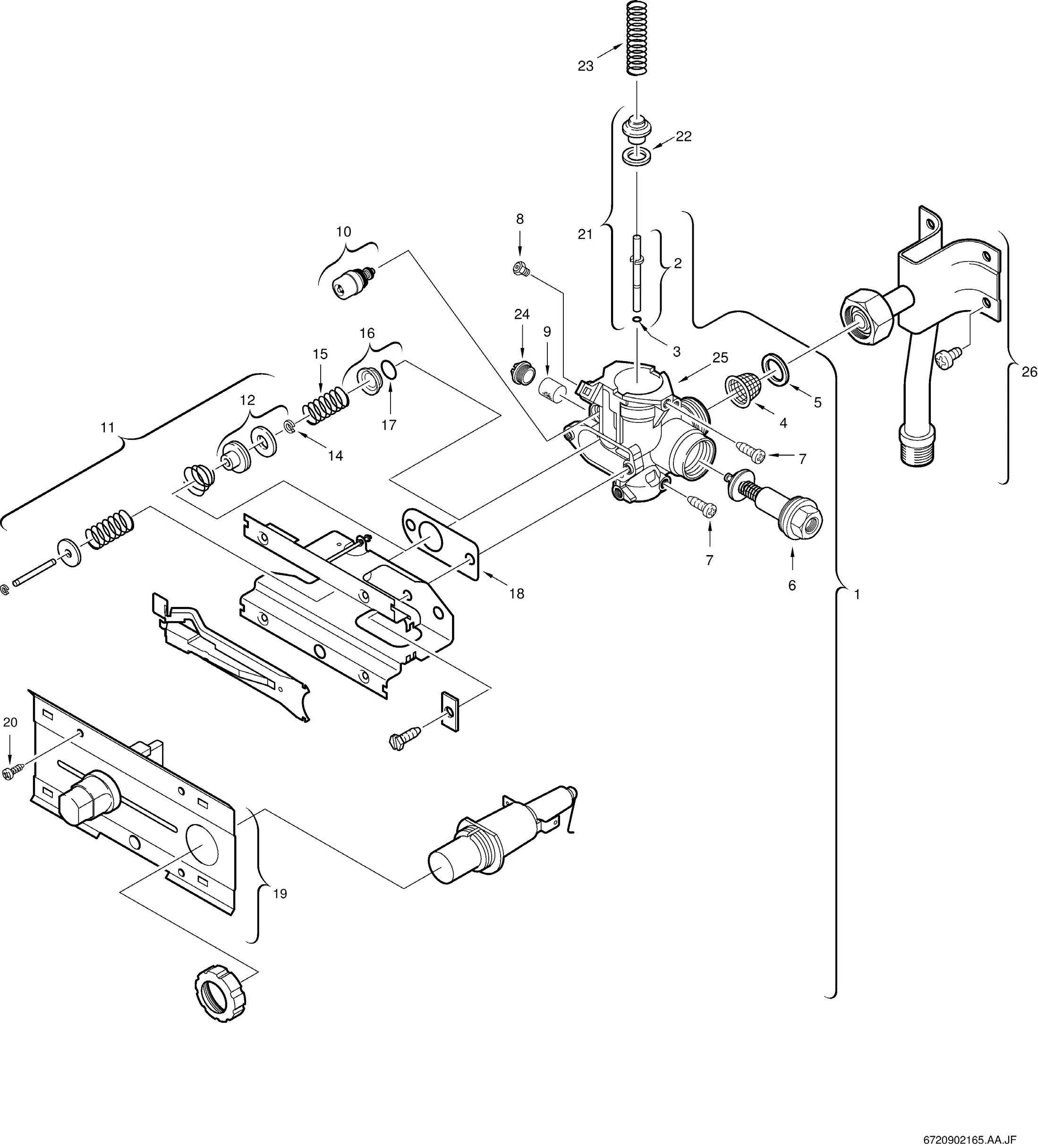 Schéma éclaté Automático de gás — Buderus W250/275/325/350/400-2KP