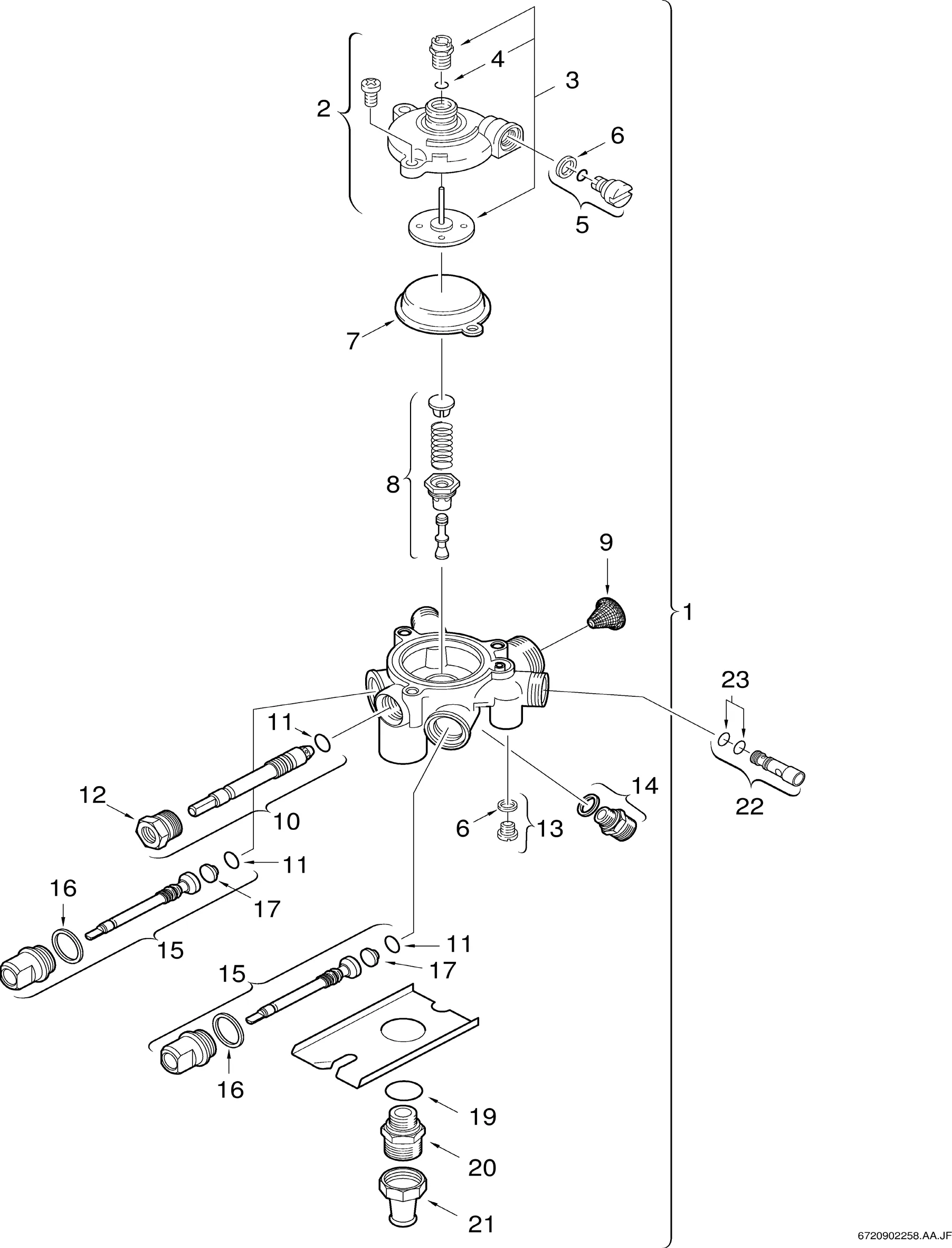 Schéma éclaté Robinet d´eau direct (laiton) — Buderus W125/135 Oxystop