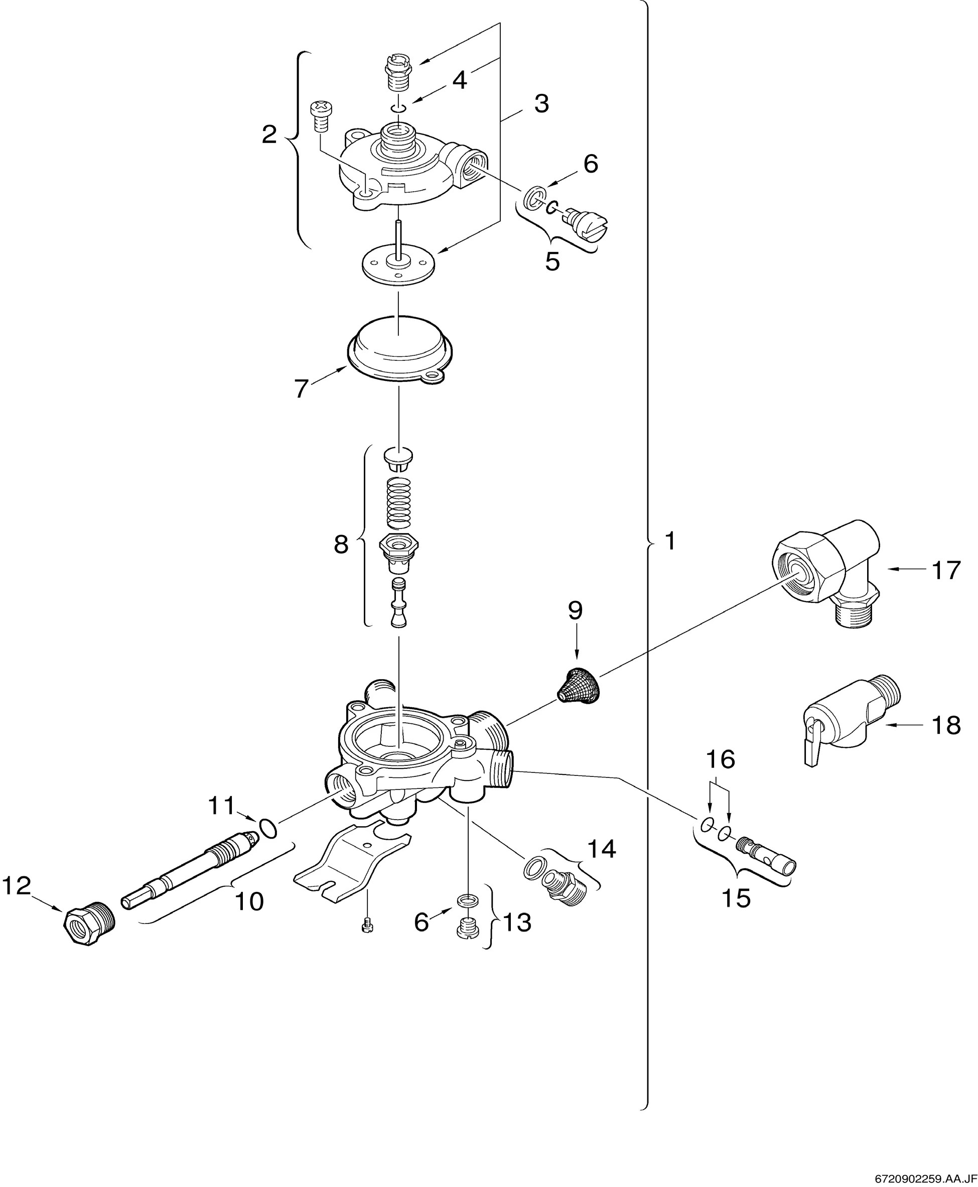 Schéma éclaté Robinet d´eau à distance (laiton) — Buderus W125/135 Oxystop