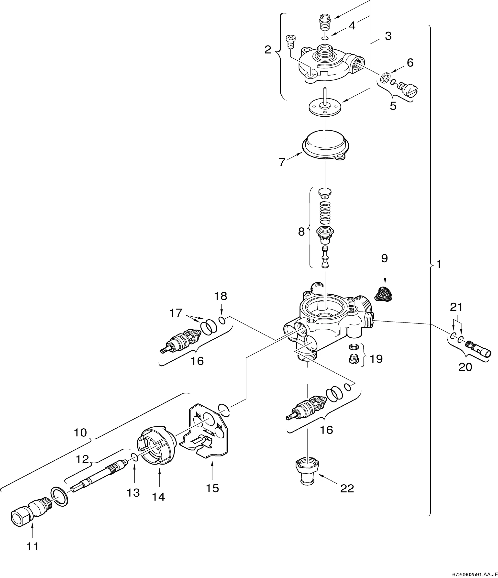 Schéma éclaté Robinet d´eau direct (laiton) (5) — Buderus W125/135 Oxystop