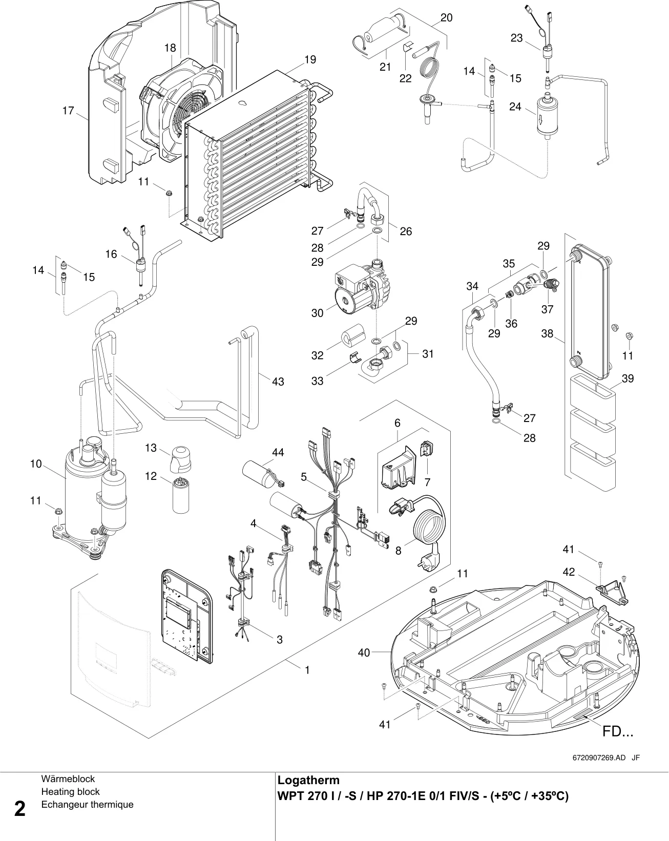 Schéma éclaté Echangeur thermique — Buderus WPT270AI-S