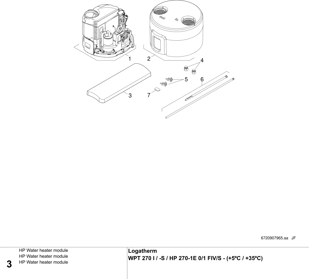 Schéma éclaté HP Water heater module — Buderus WPT270AI-S