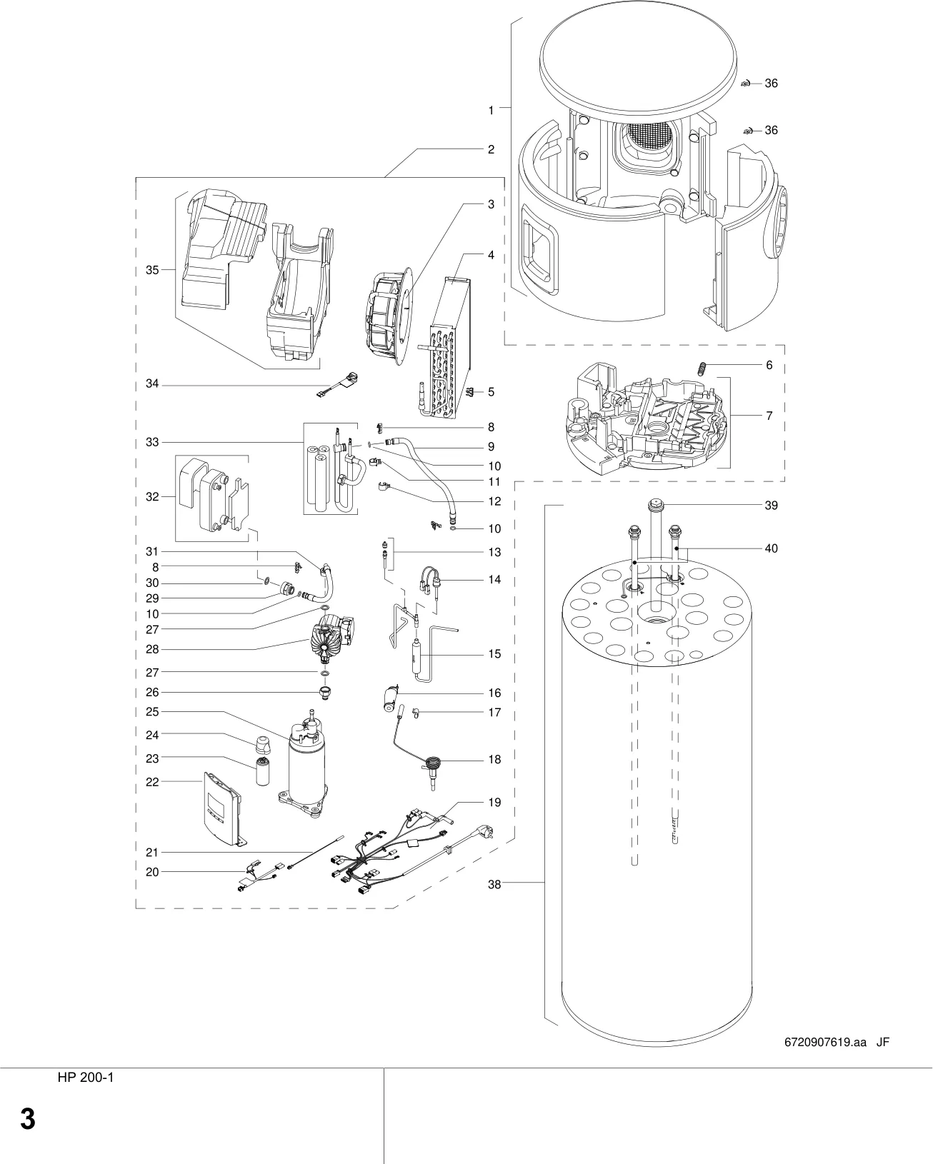 Schéma éclaté HP 200-1 — Buderus WPT200/250/270-2/-3