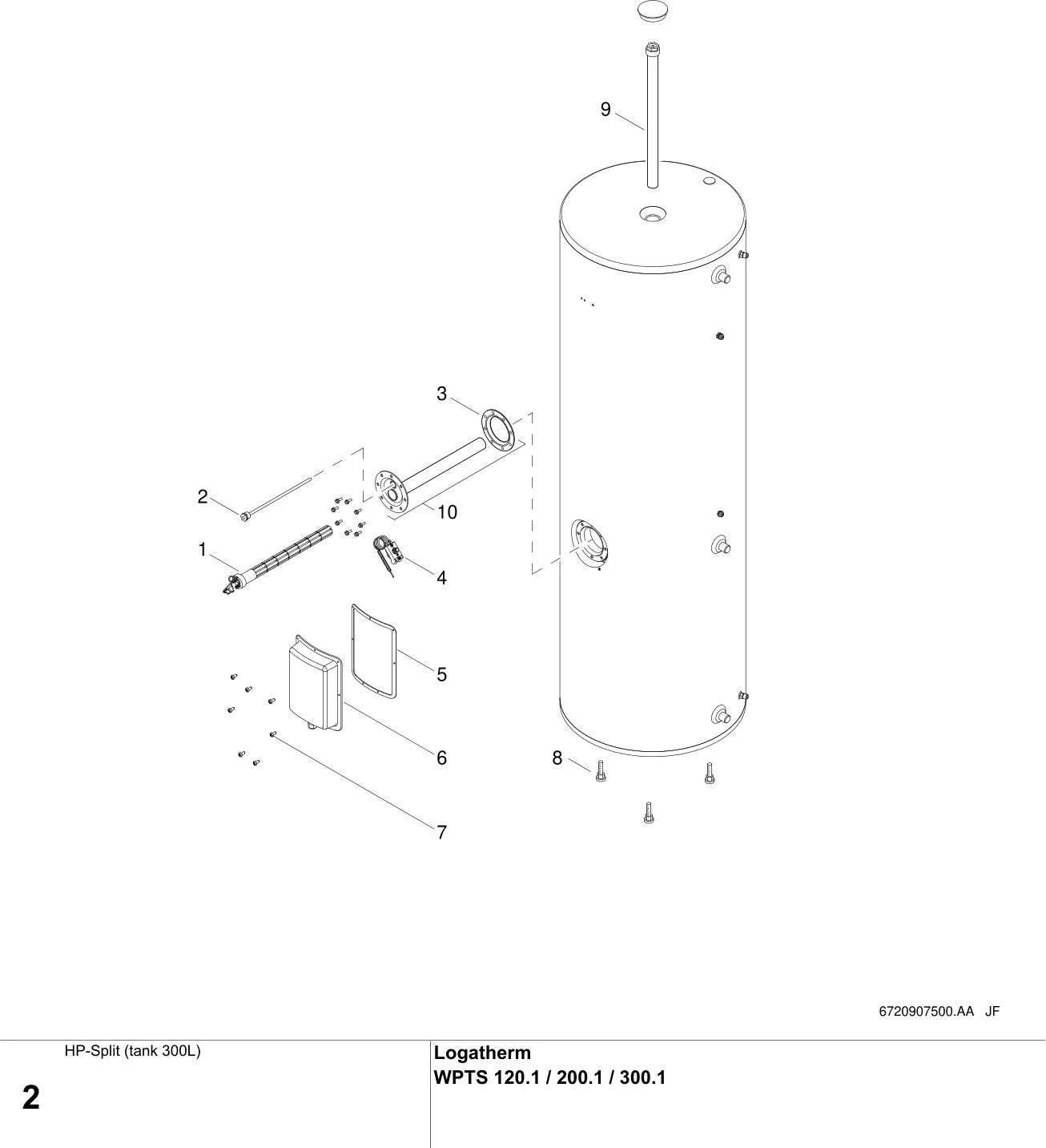 Schéma éclaté HP-Split (tank 300L) — Buderus WPTS 120/200/300.1