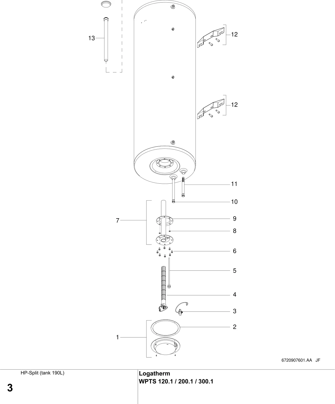 Schéma éclaté HP-Split (tank 190L) — Buderus WPTS 120/200/300.1