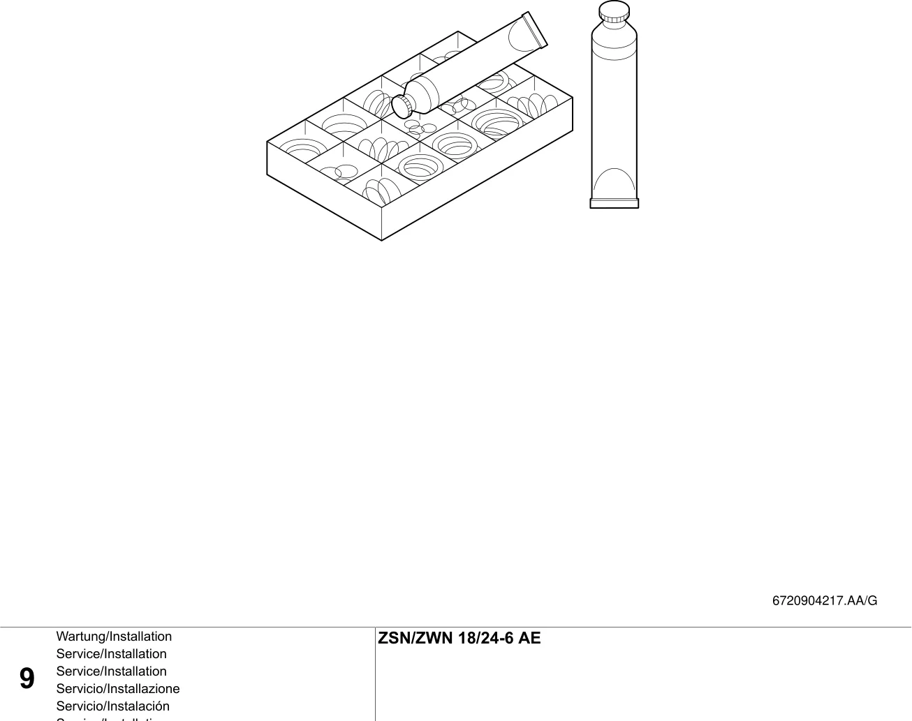 Explosietekening Service/Installation — Buderus ZSN/ZWN18/24-6AE