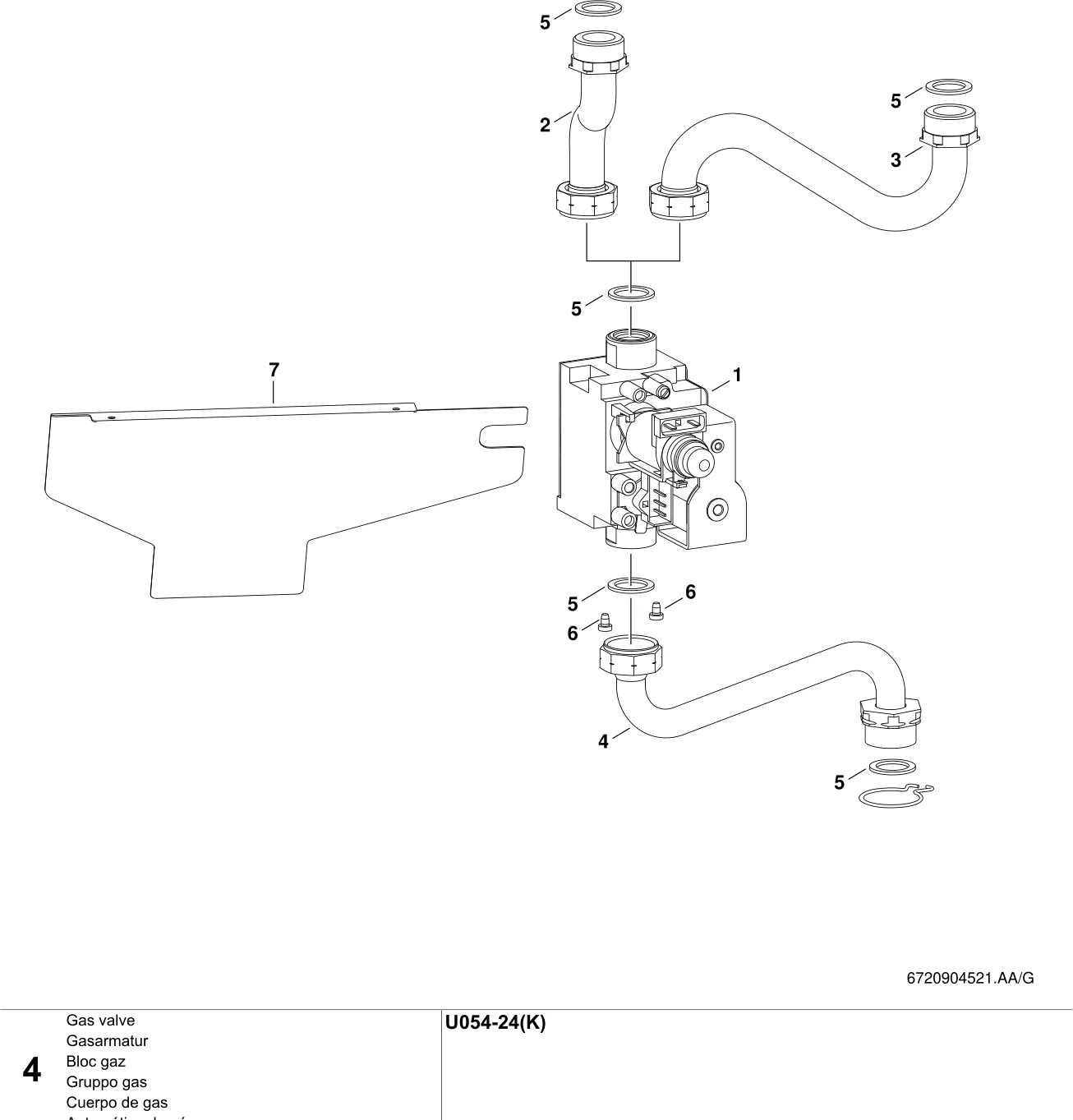 Explosietekening Bloc gaz — Buderus U054-24(K)
