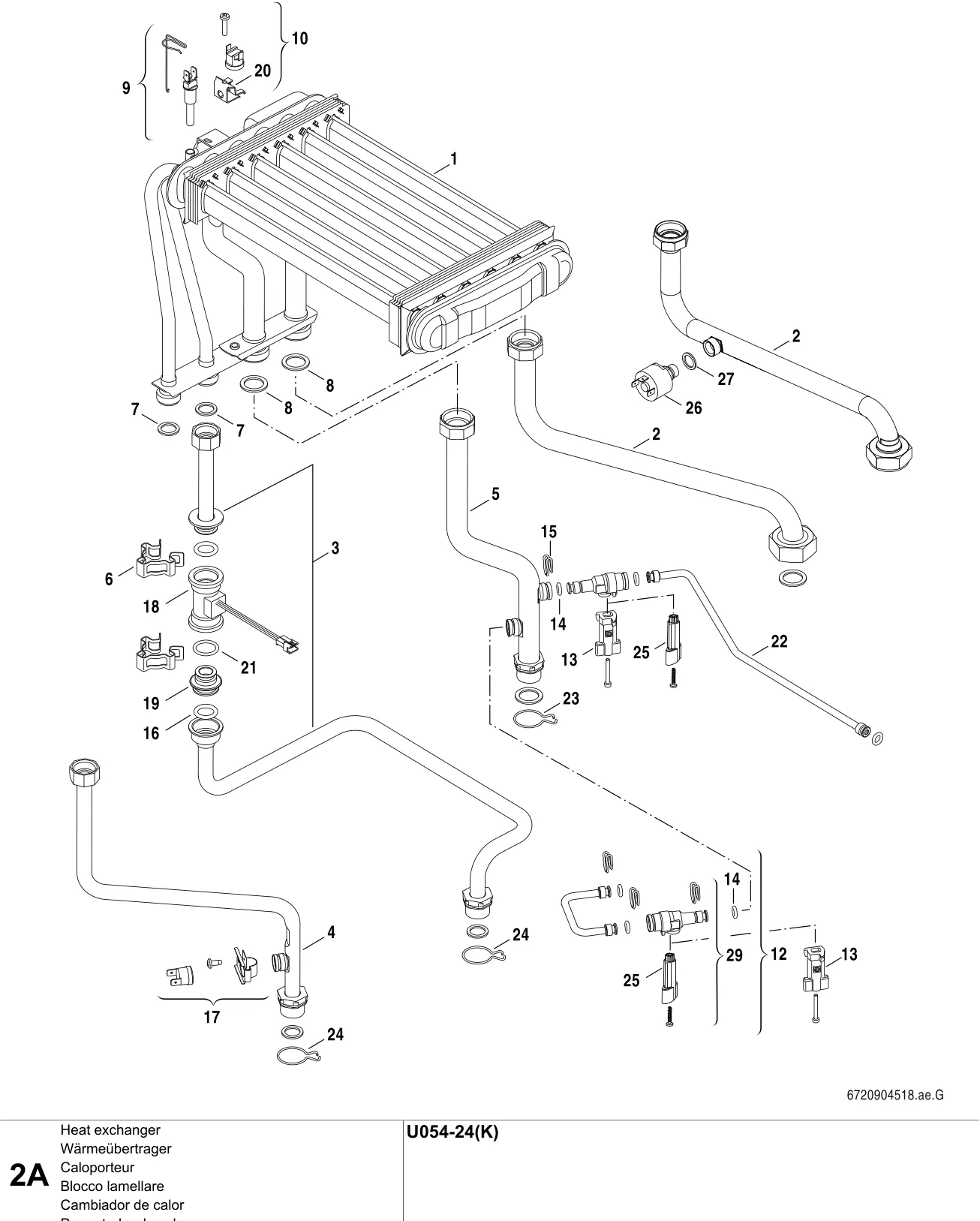 Explosietekening Caloporteur A — Buderus U054-24(K)
