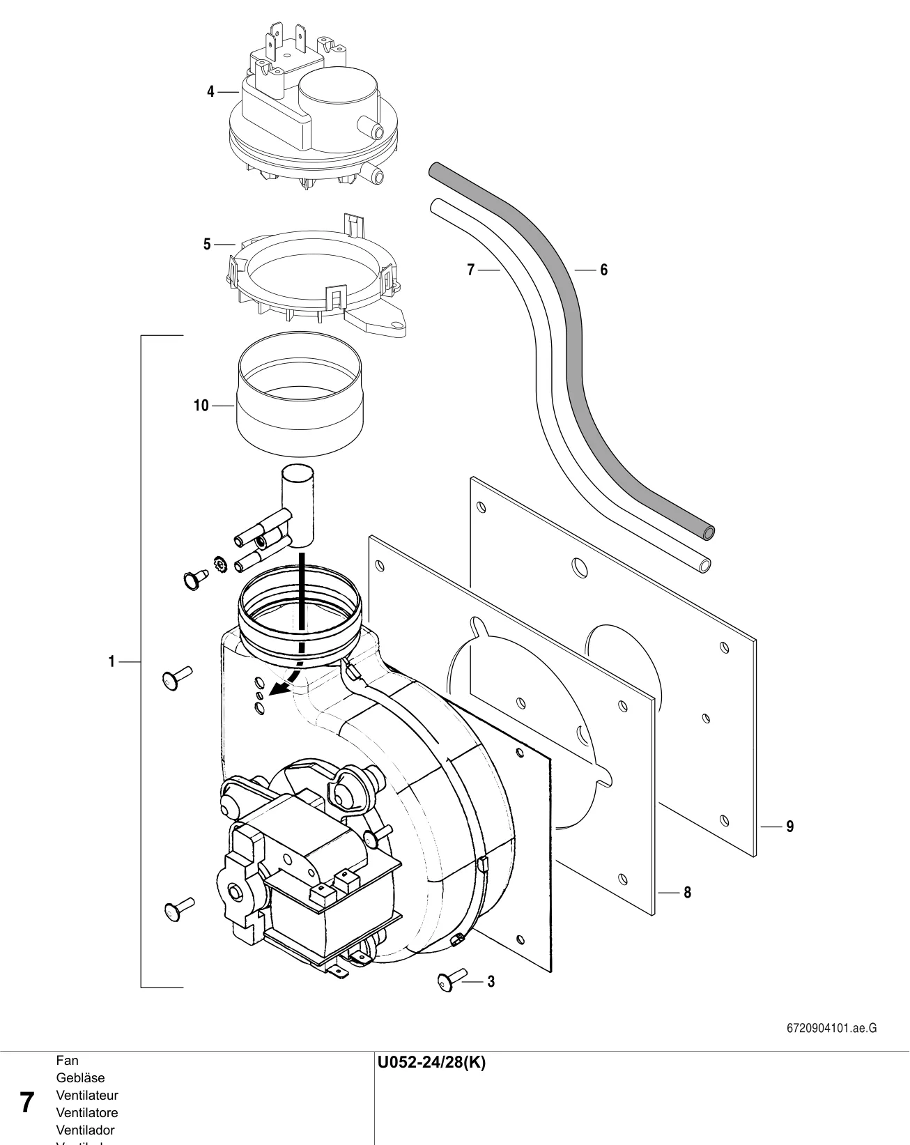 Schéma éclaté Ventilateur — Buderus U052-24/28(K)