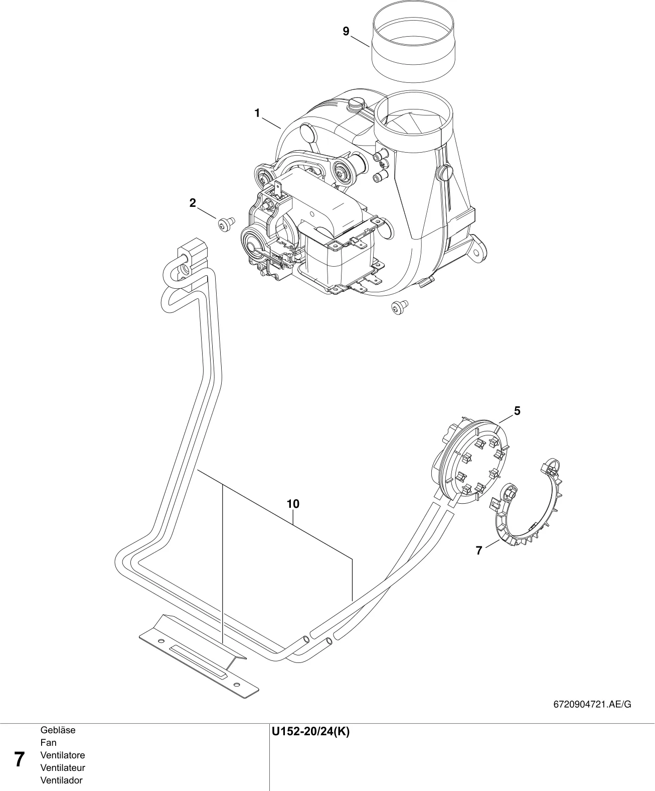 Schéma éclaté Ventilateur — Buderus U152-20/24(K)