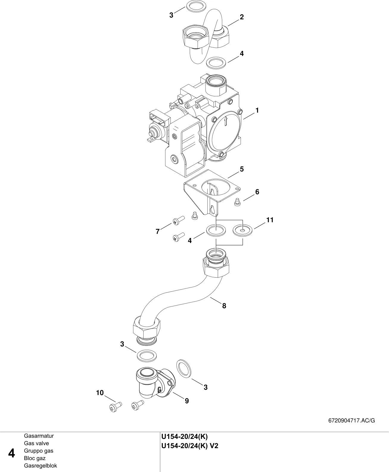 Schéma éclaté Bloc gaz — Buderus U154-20/24(K) (V2)