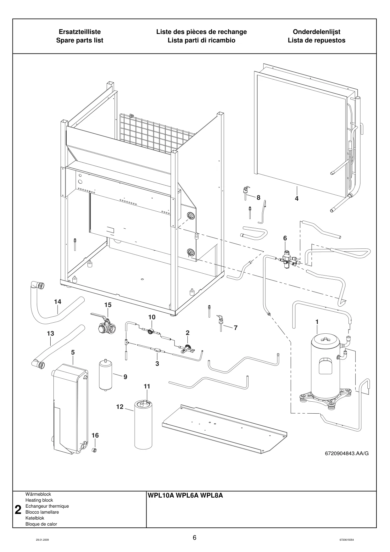 Schéma éclaté Echangeur thermique — Buderus Wärmepumpe Luft/Wasser