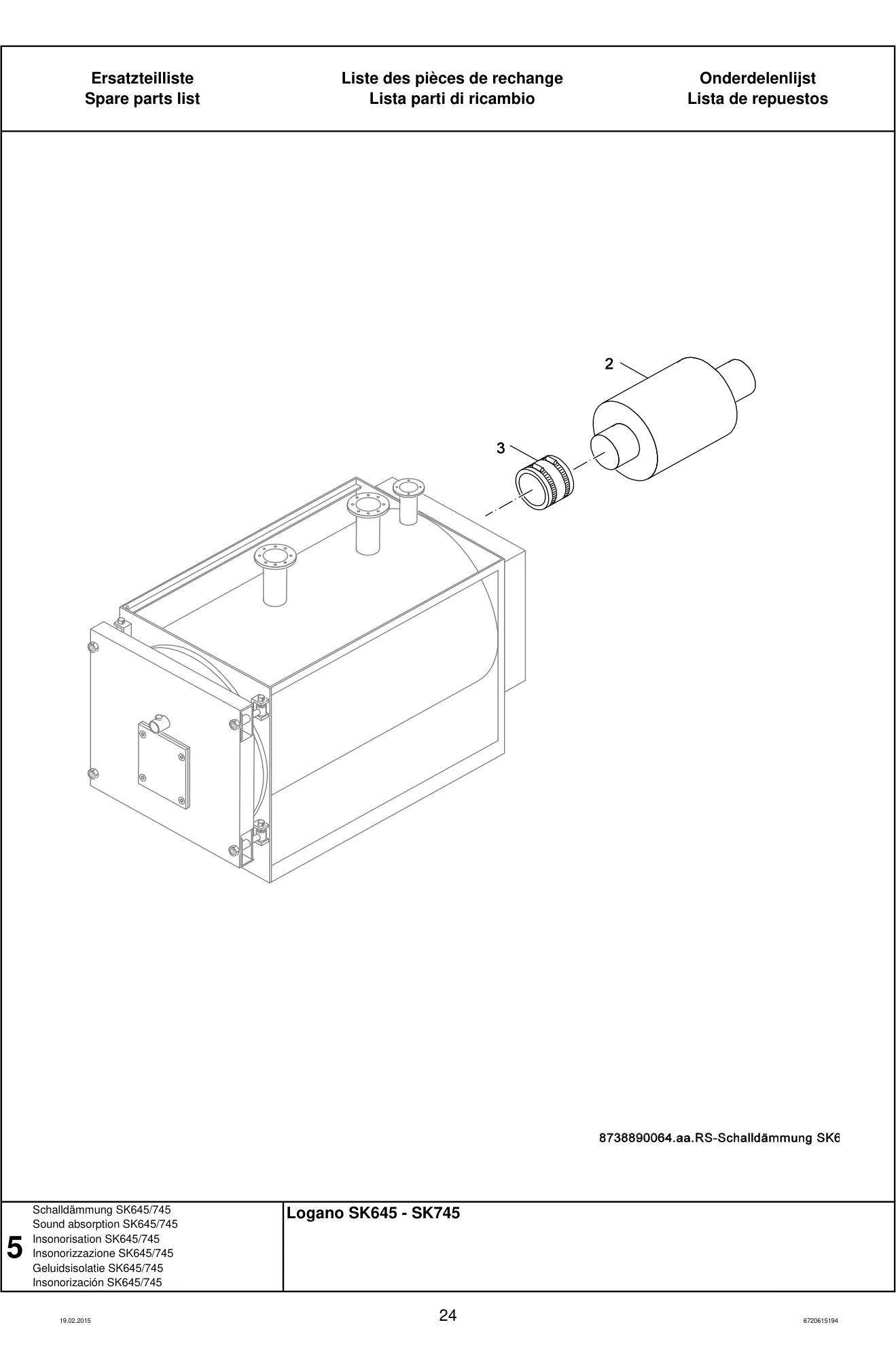 Schéma éclaté Schalldämmung SK645/745 — Buderus Logano SK645/745