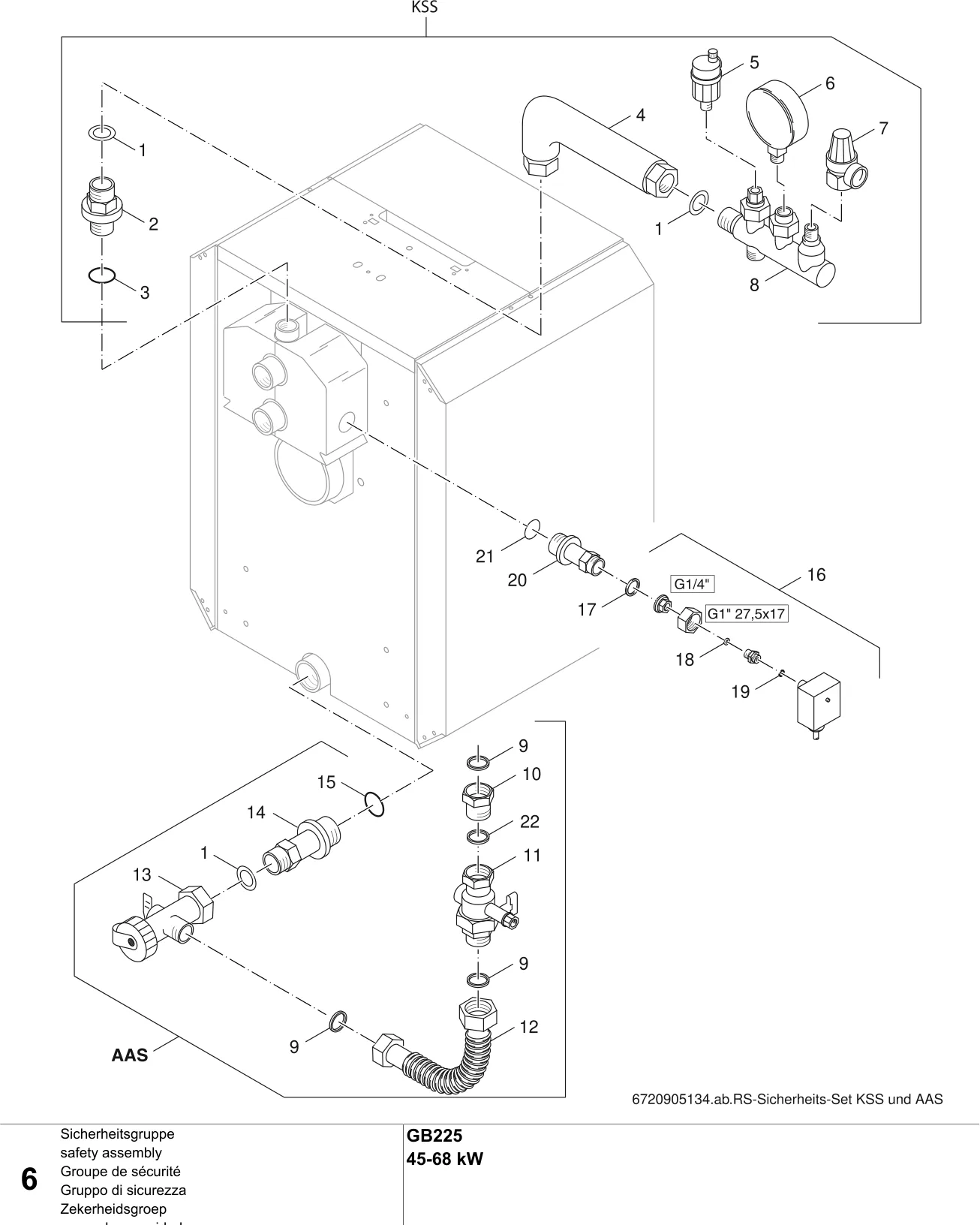 Schéma éclaté Groupe de sécurité — Buderus GB225