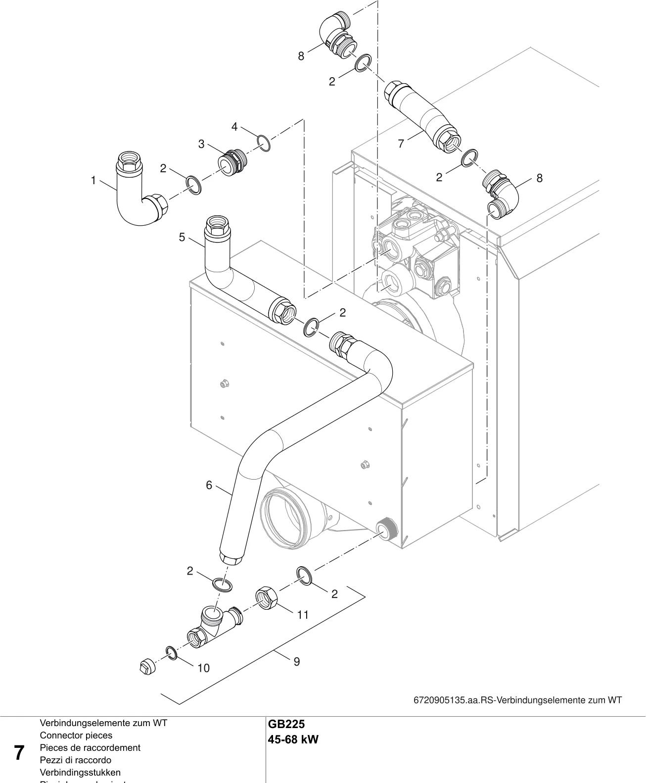 Schéma éclaté Pieces de raccordement — Buderus GB225