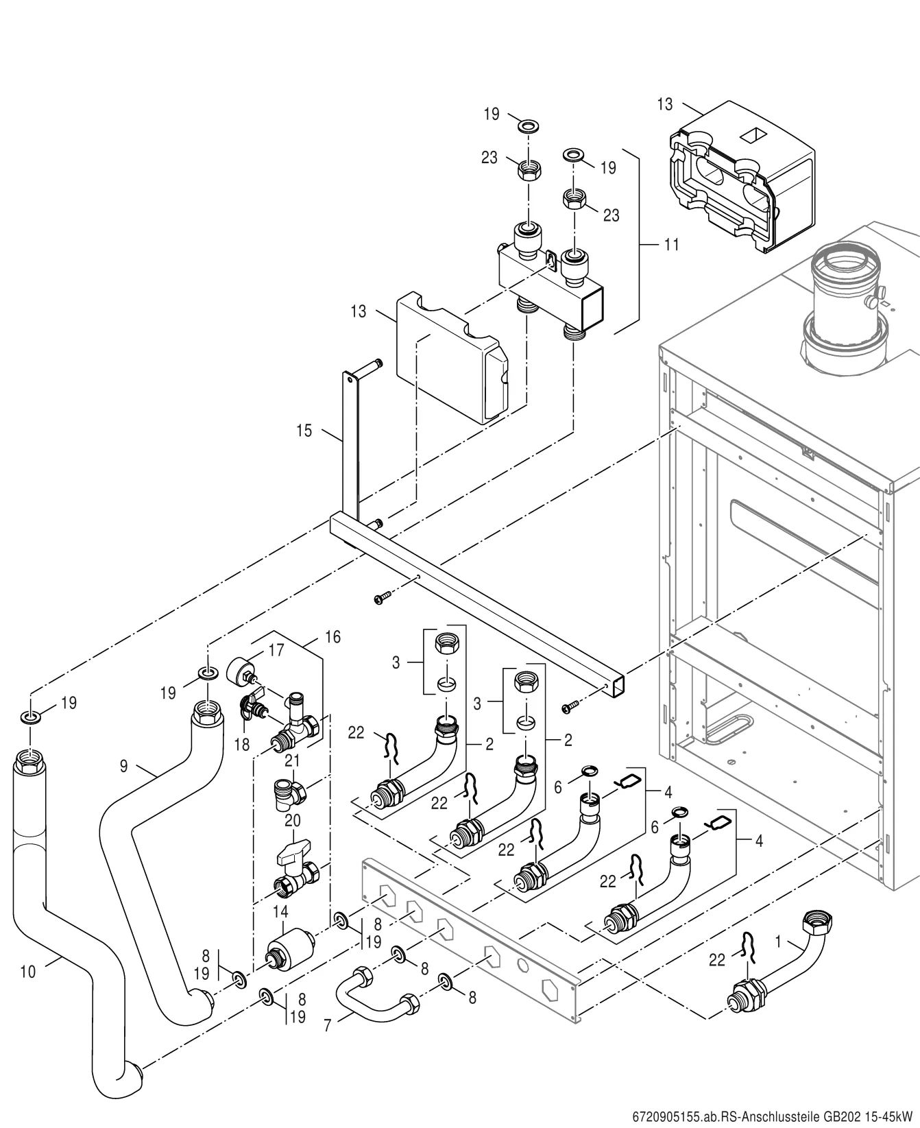 Explosietekening Kit de raccordement — Buderus GB202 15-45kW
