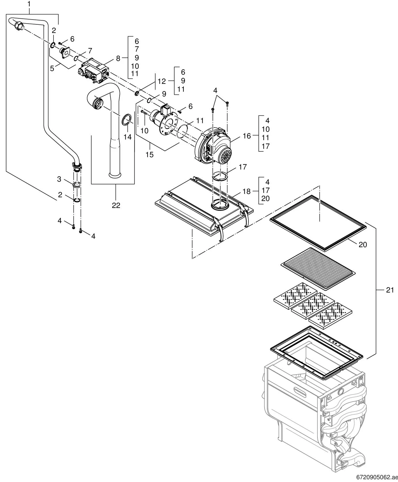 Schéma éclaté Gasregelblok (3) — Buderus GB162 80-100