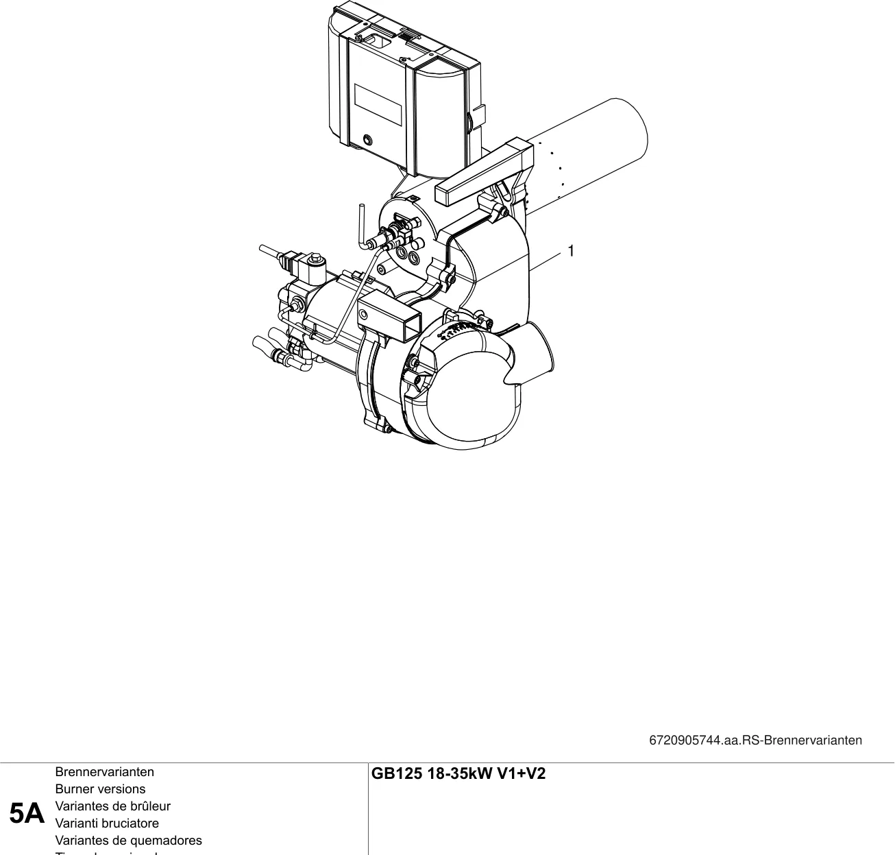 Schéma éclaté Variantes de brûleur A — Buderus GB125 V1, V2 18-35kW