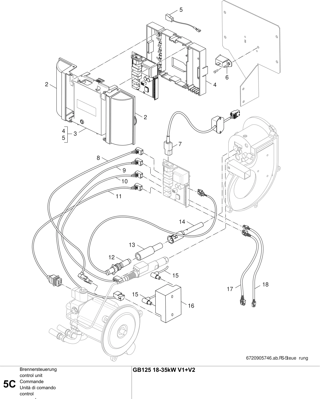 Schéma éclaté Unità di comando C — Buderus GB125 V1, V2 18-35kW