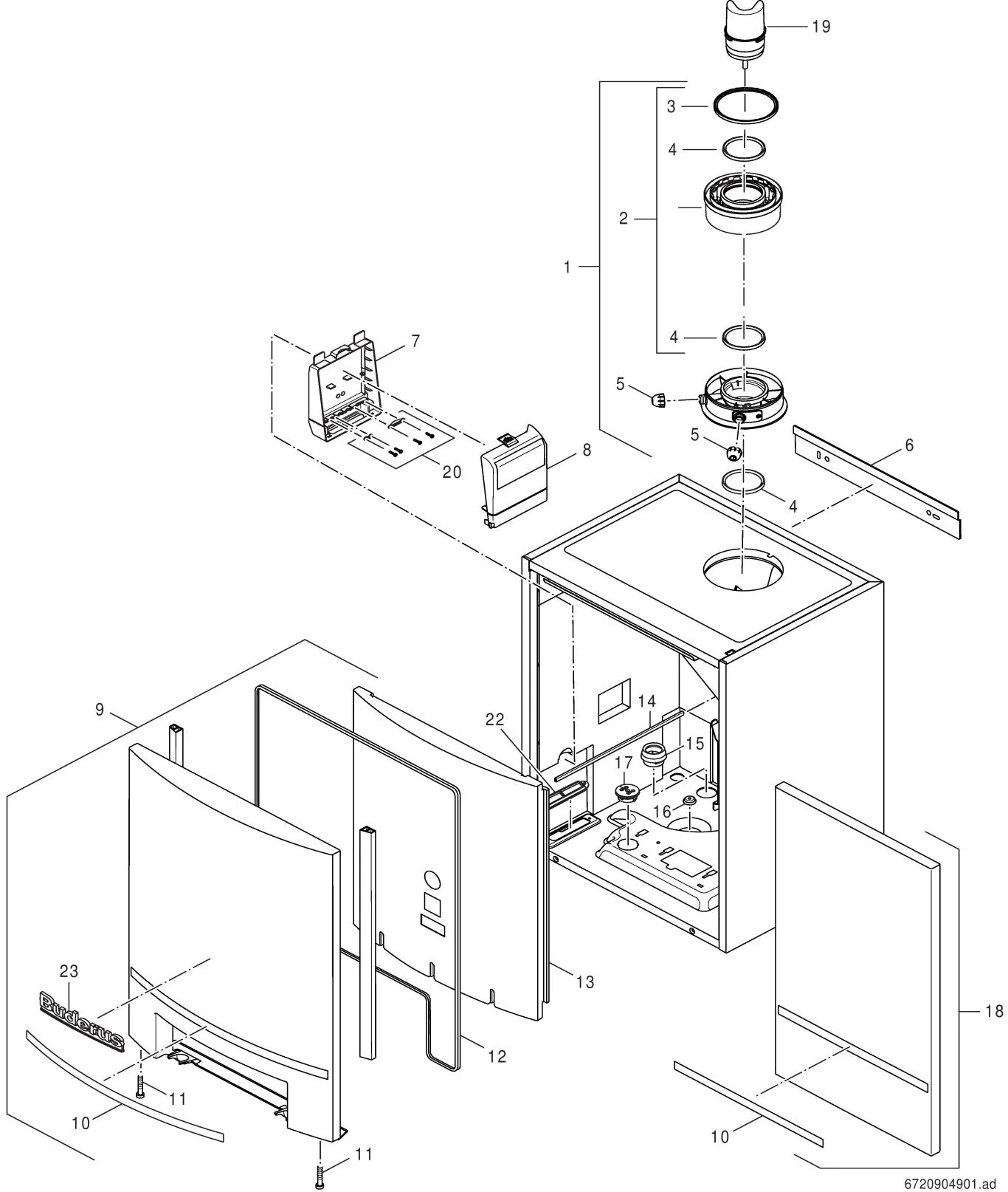 Schéma éclaté Habillage — Buderus GB162 15-45