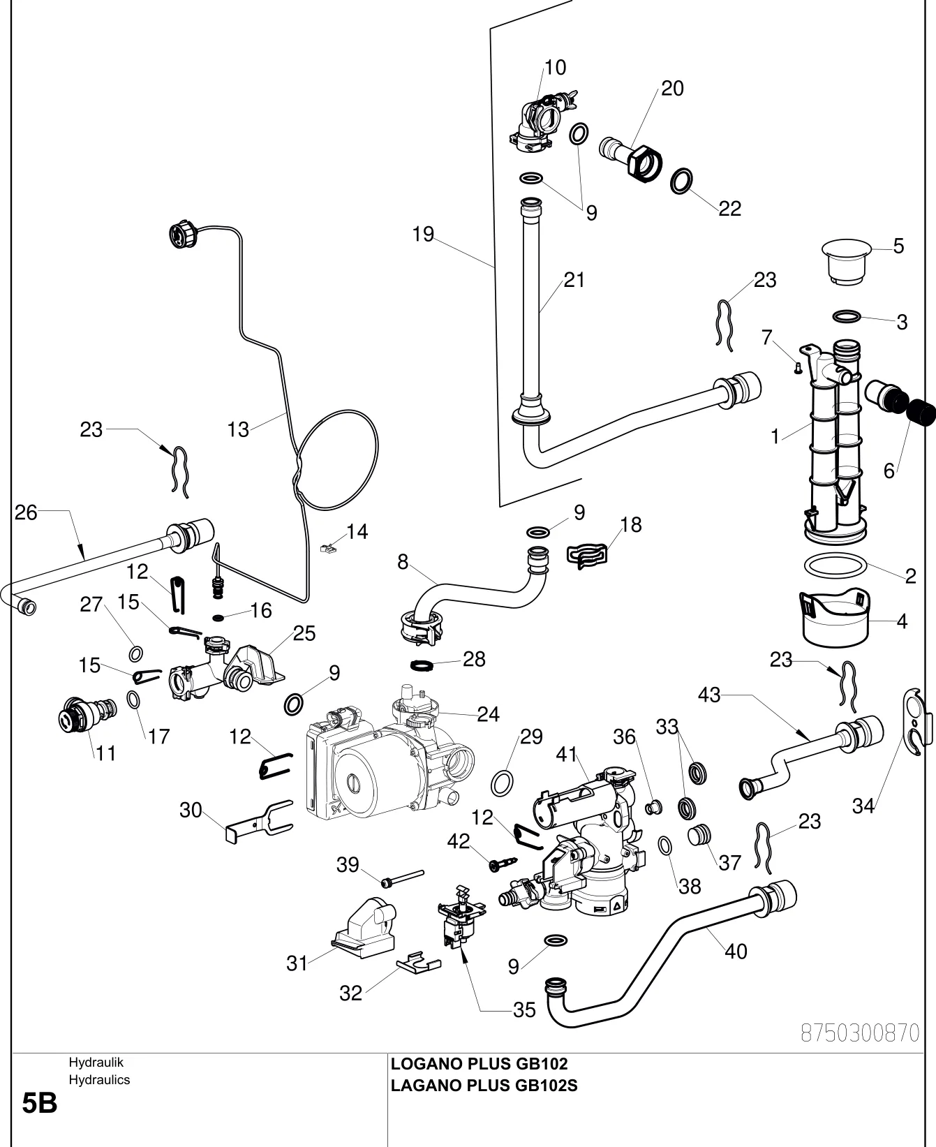 Explosietekening Planche 5 B — Buderus GB102, GB102S