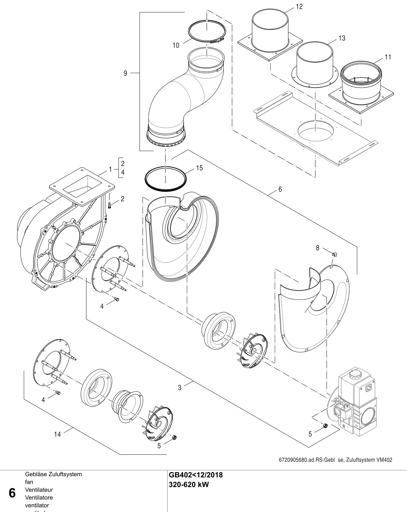 Schéma éclaté Ventilateur — Buderus GB402<12/2018 320-620kW
