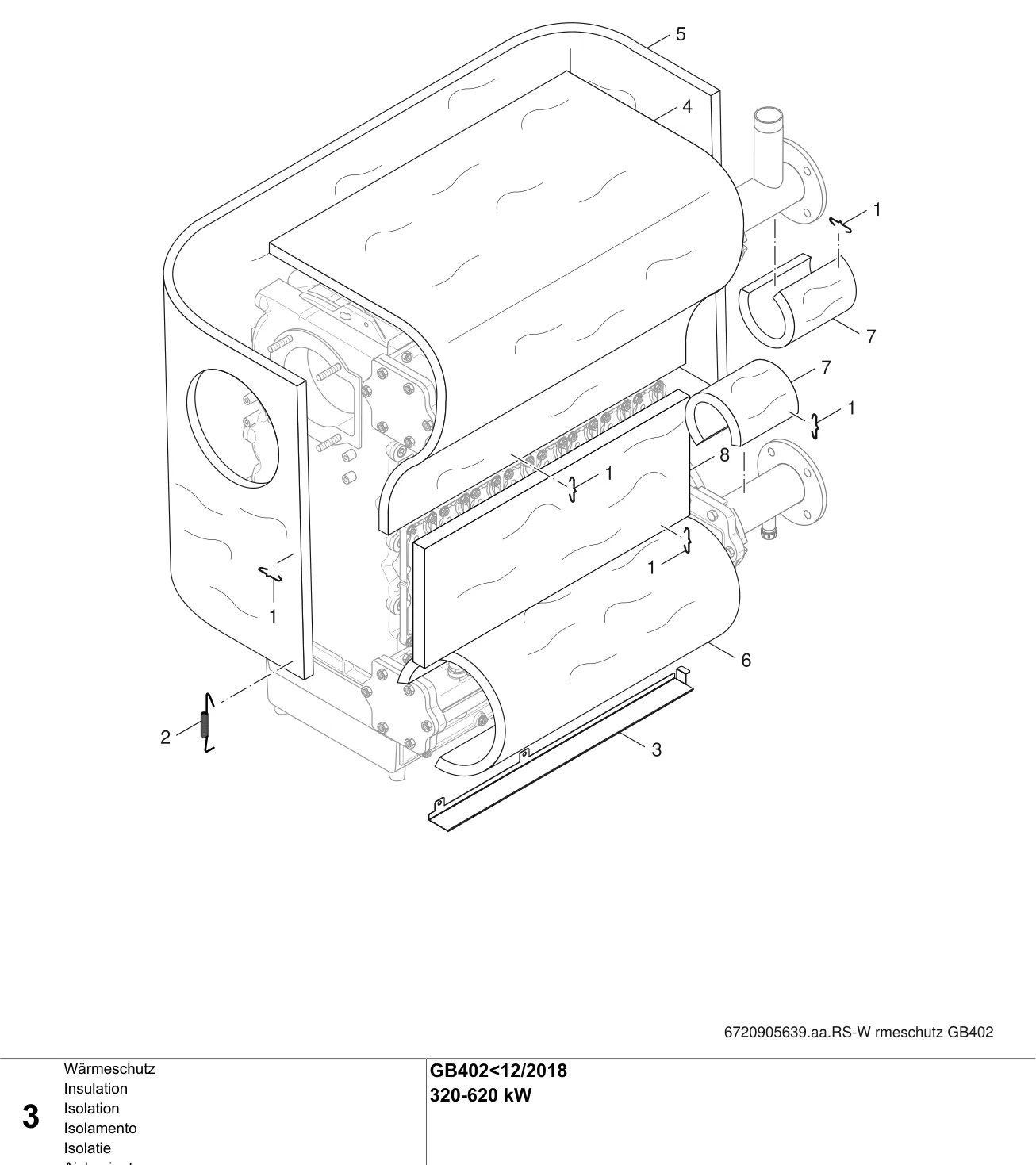 Schéma éclaté Isolation — Buderus GB402<12/2018 320-620kW