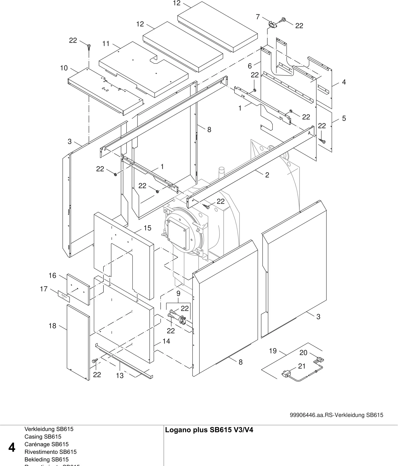 Schéma éclaté Verkleidung SB615 — Buderus SB615 V3/V4