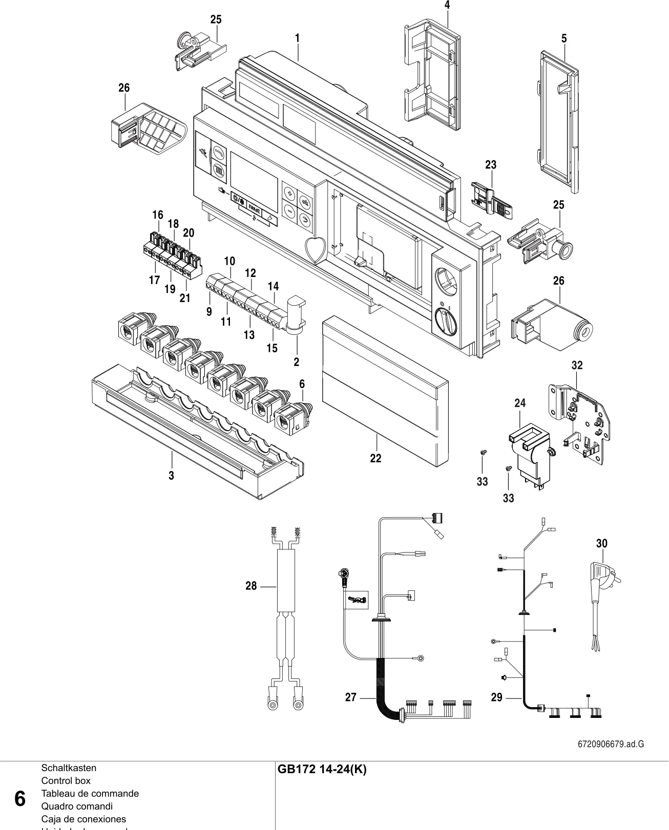 Explosietekening Tableau de commande (6) — Buderus GB172 14-24(K)