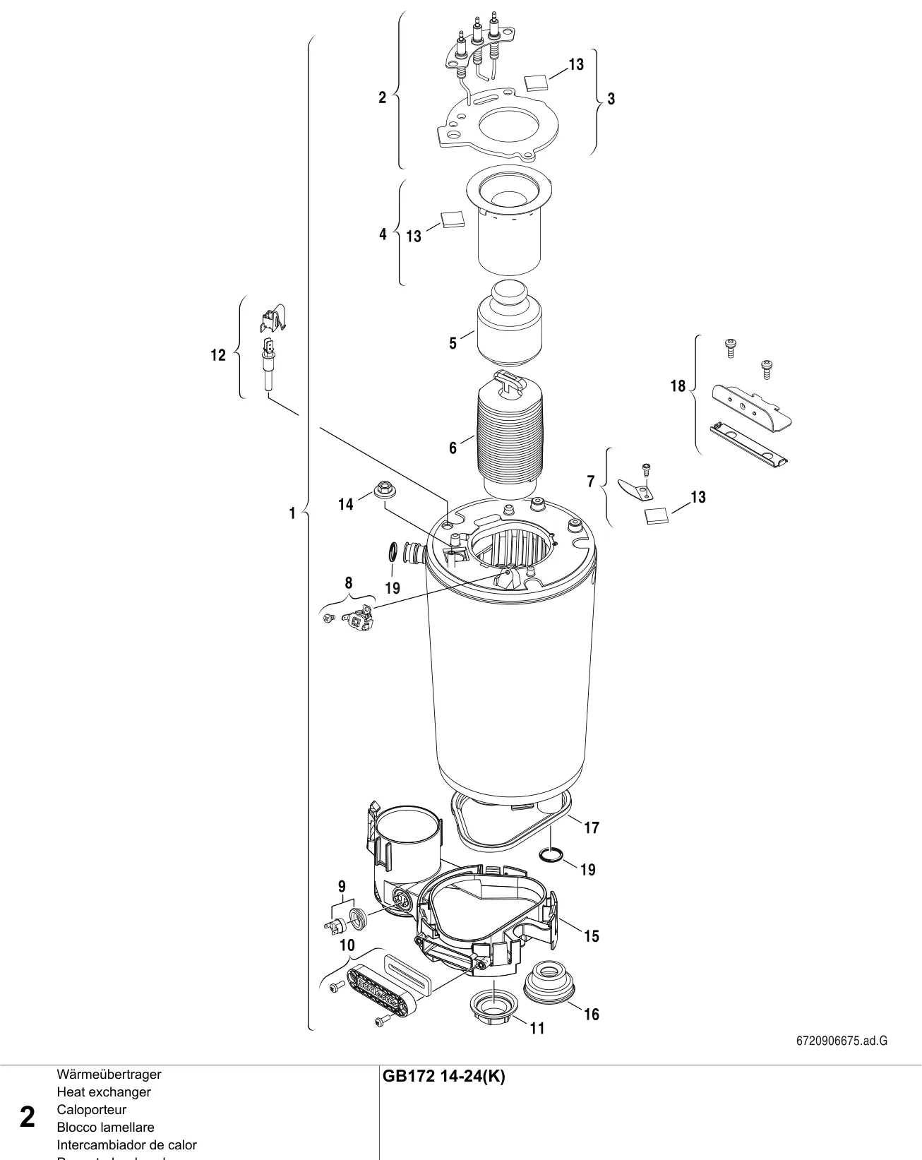 Explosietekening Caloporteur — Buderus GB172 14-24(K)