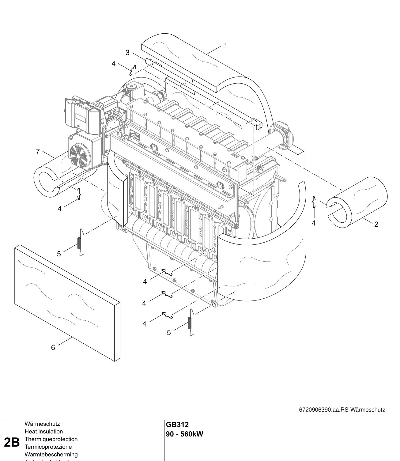 Explosietekening Thermiqueprotection B — Buderus GB312 90 - 560kW