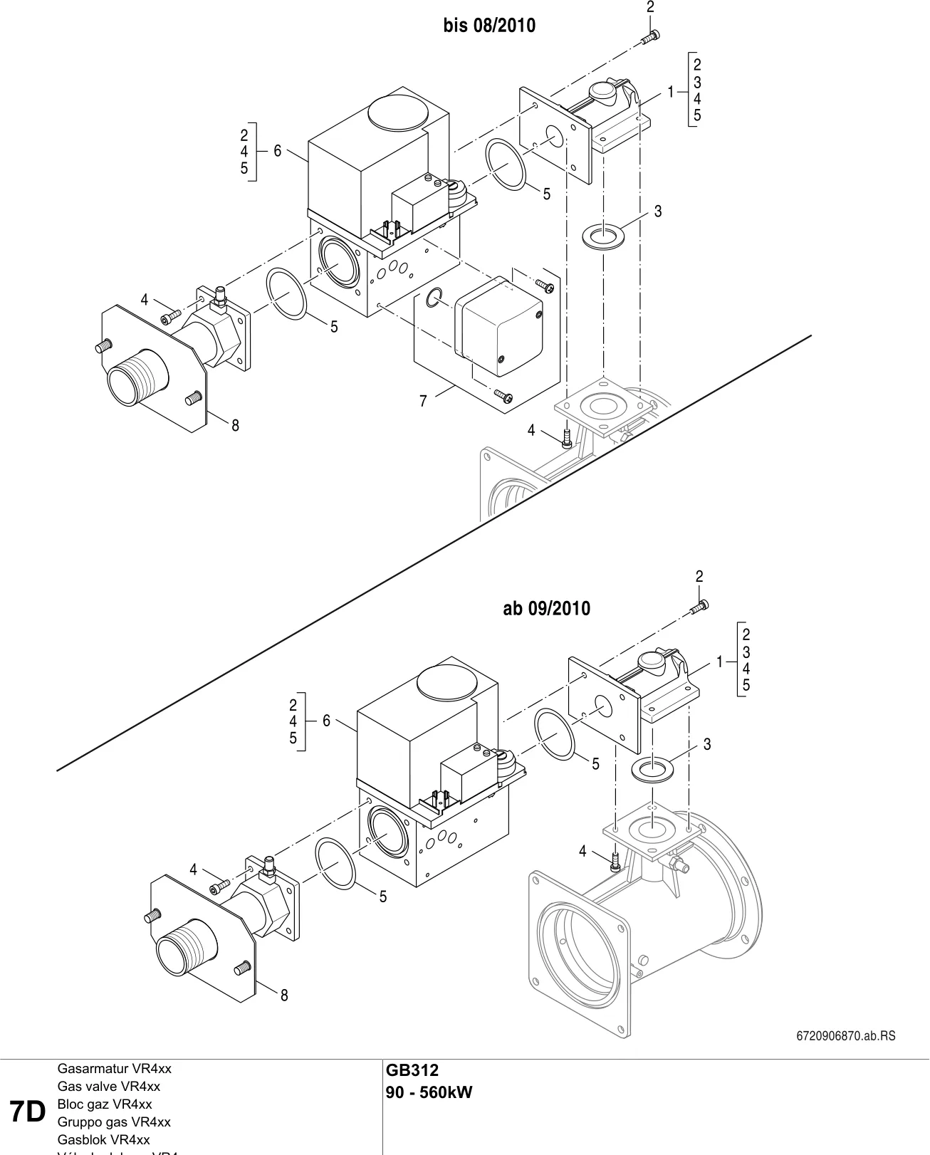 Explosietekening Bloc gaz VR4xx D — Buderus GB312 90 - 560kW