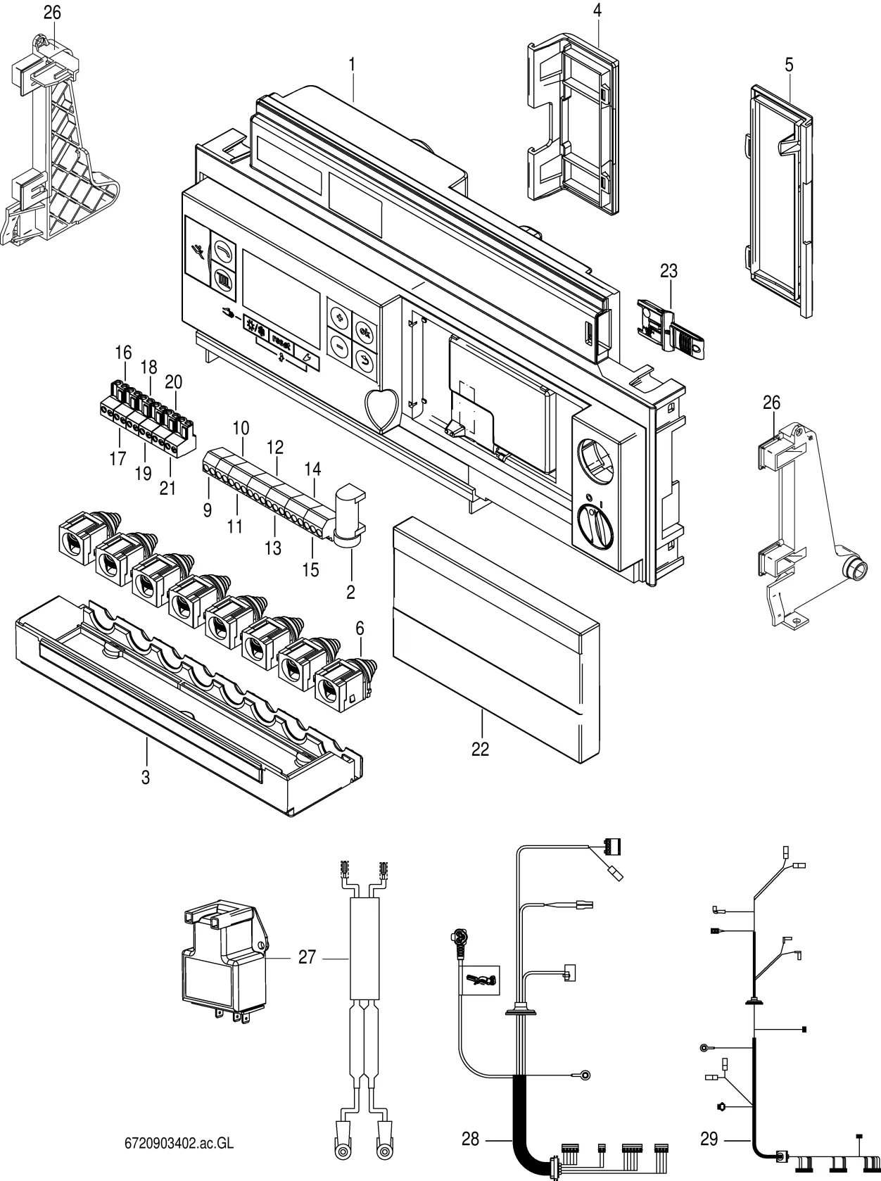 Explosietekening Tableau de commande — Buderus GB172-24 T50