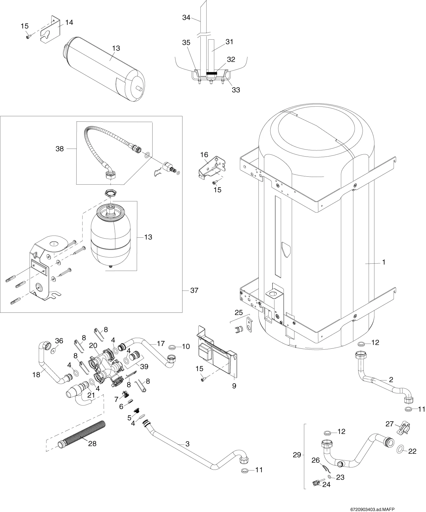 Explosietekening Ballon — Buderus GB172-24 T50