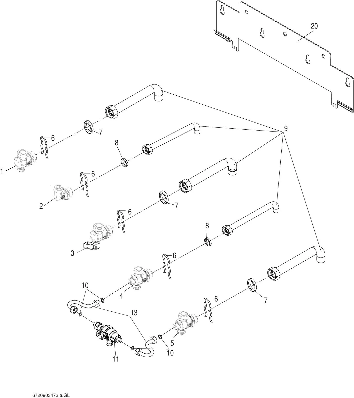 Explosietekening Plaque de raccordement — Buderus GB172-24 T50