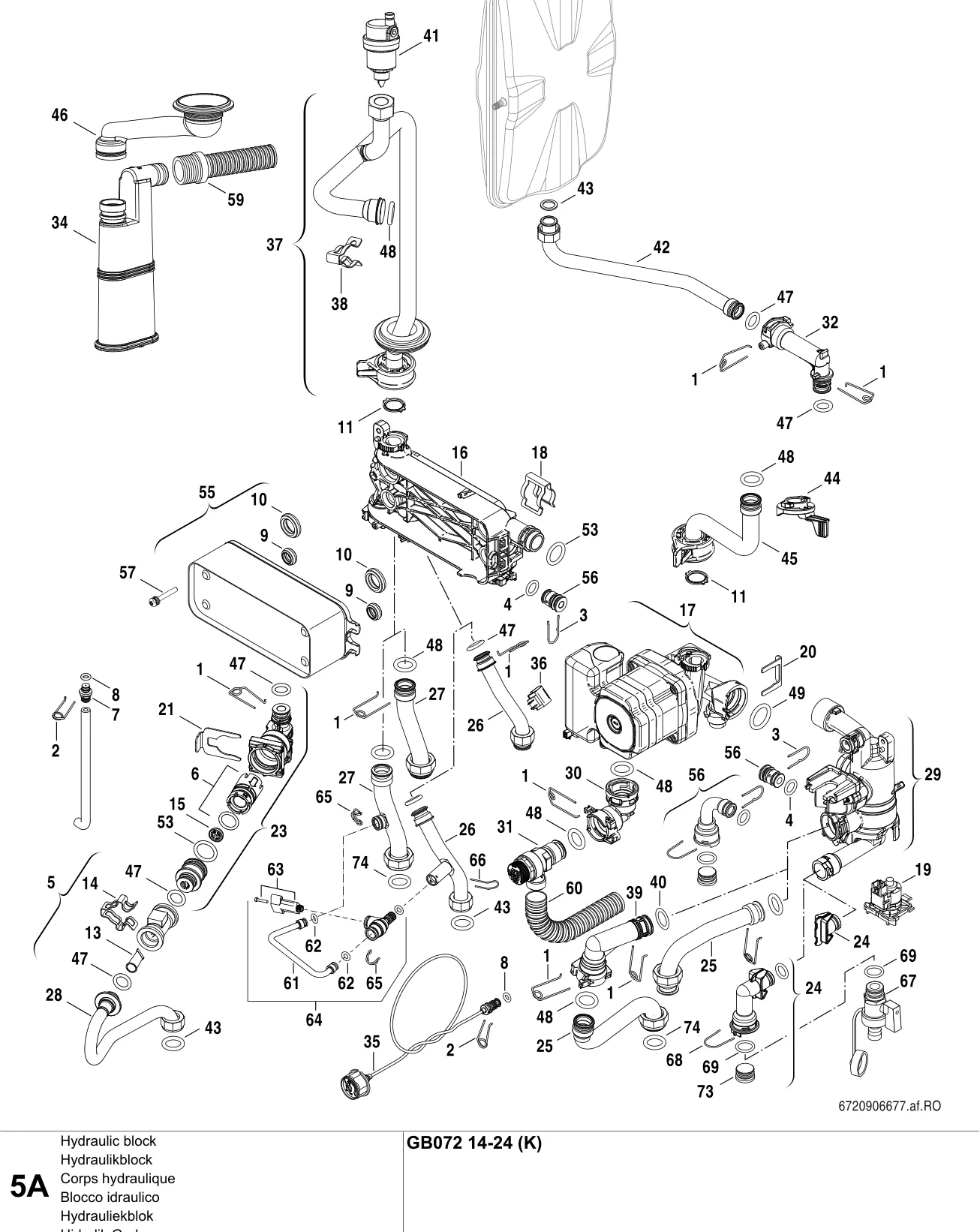 Explosietekening Corps hydraulique A — Buderus GB072 14-24(K)