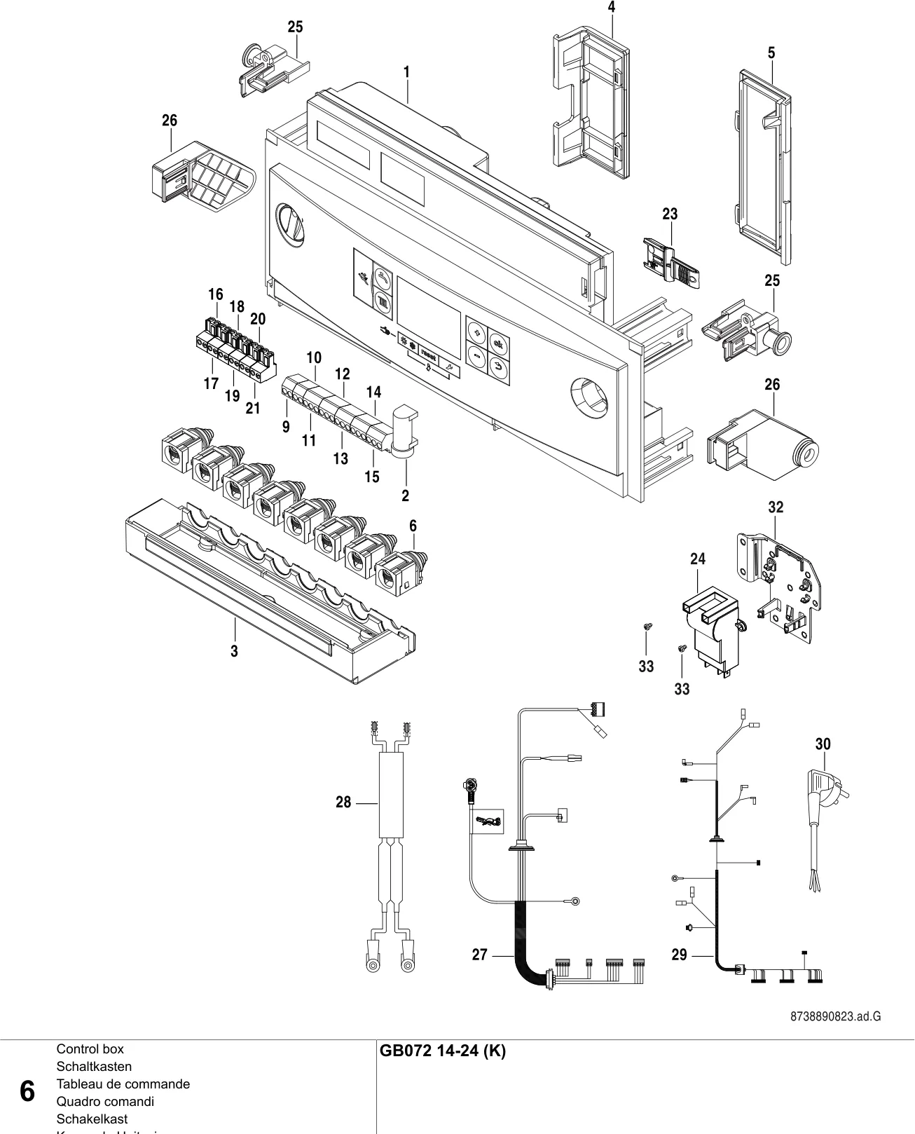 Explosietekening Tableau de commande (6) — Buderus GB072 14-24(K)