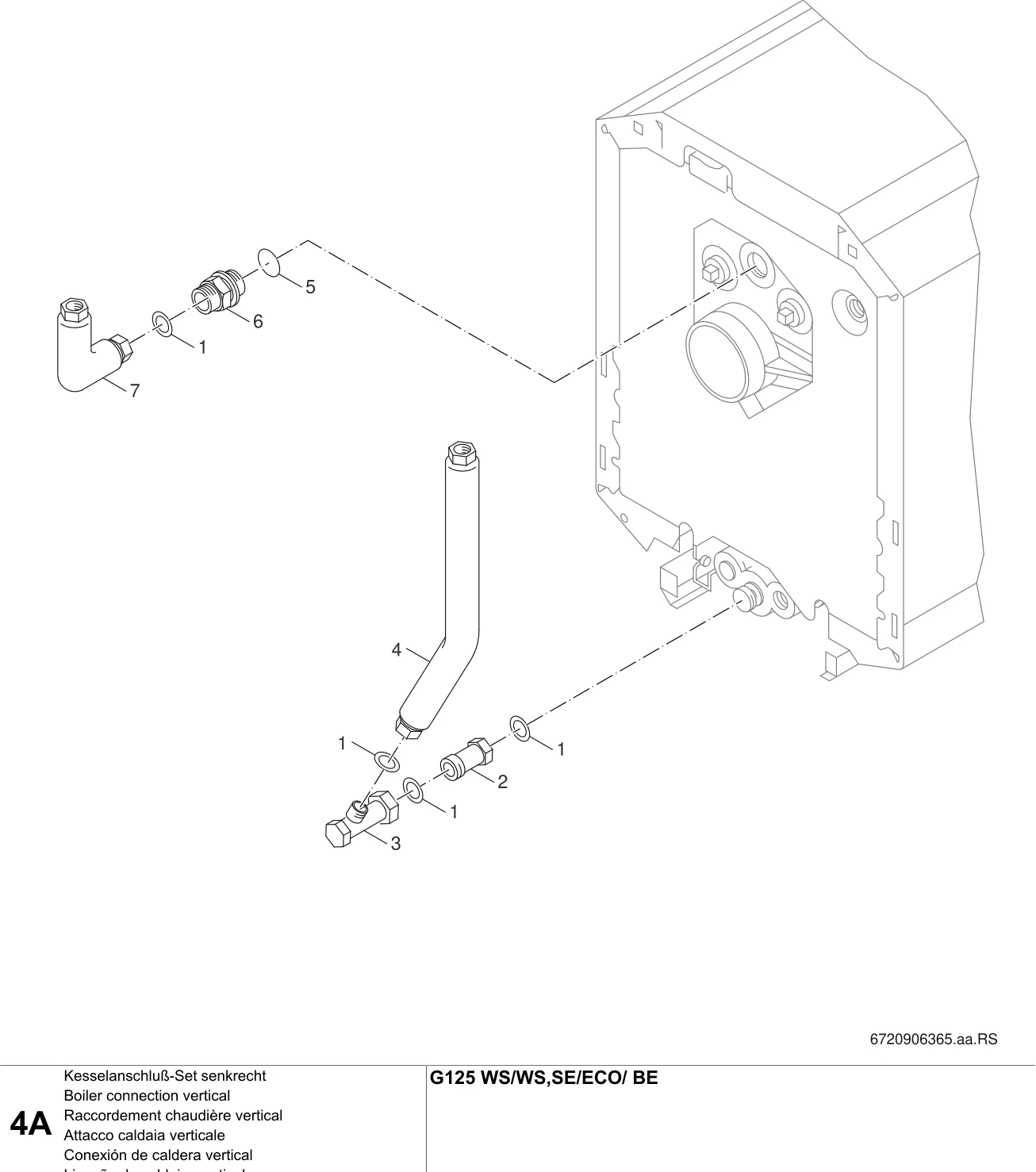 Explosietekening Raccordement chaudière vertical A — Buderus G125 WS/ECO/-BE