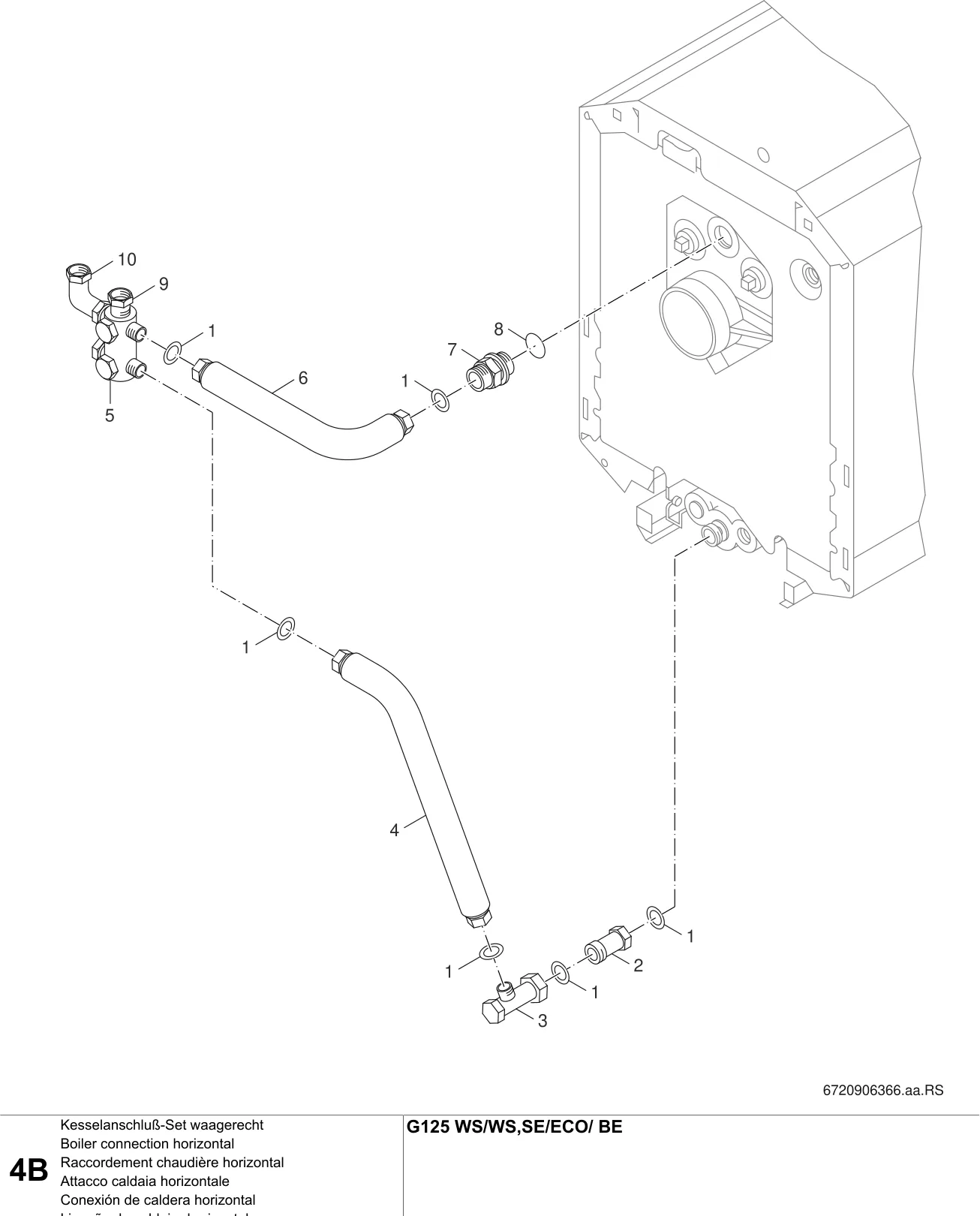 Explosietekening Raccordement chaudière horizontal B — Buderus G125 WS/ECO/-BE