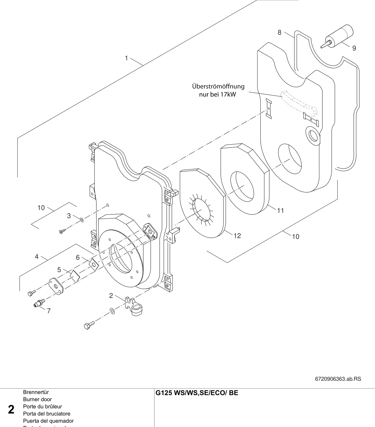 Explosietekening Porte du brûleur — Buderus G125 WS/ECO/-BE