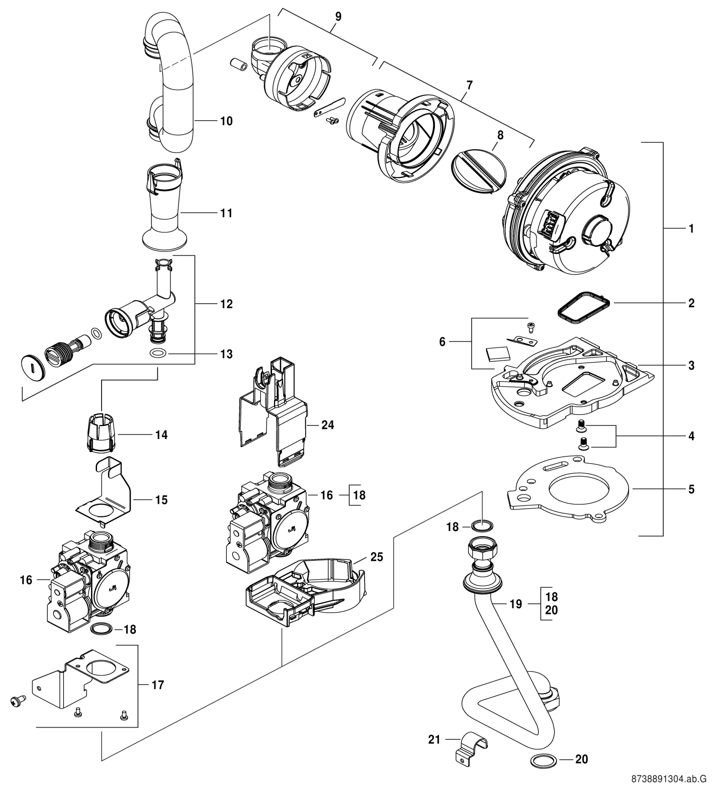 Schéma éclaté Bloc gaz — Buderus GB172T