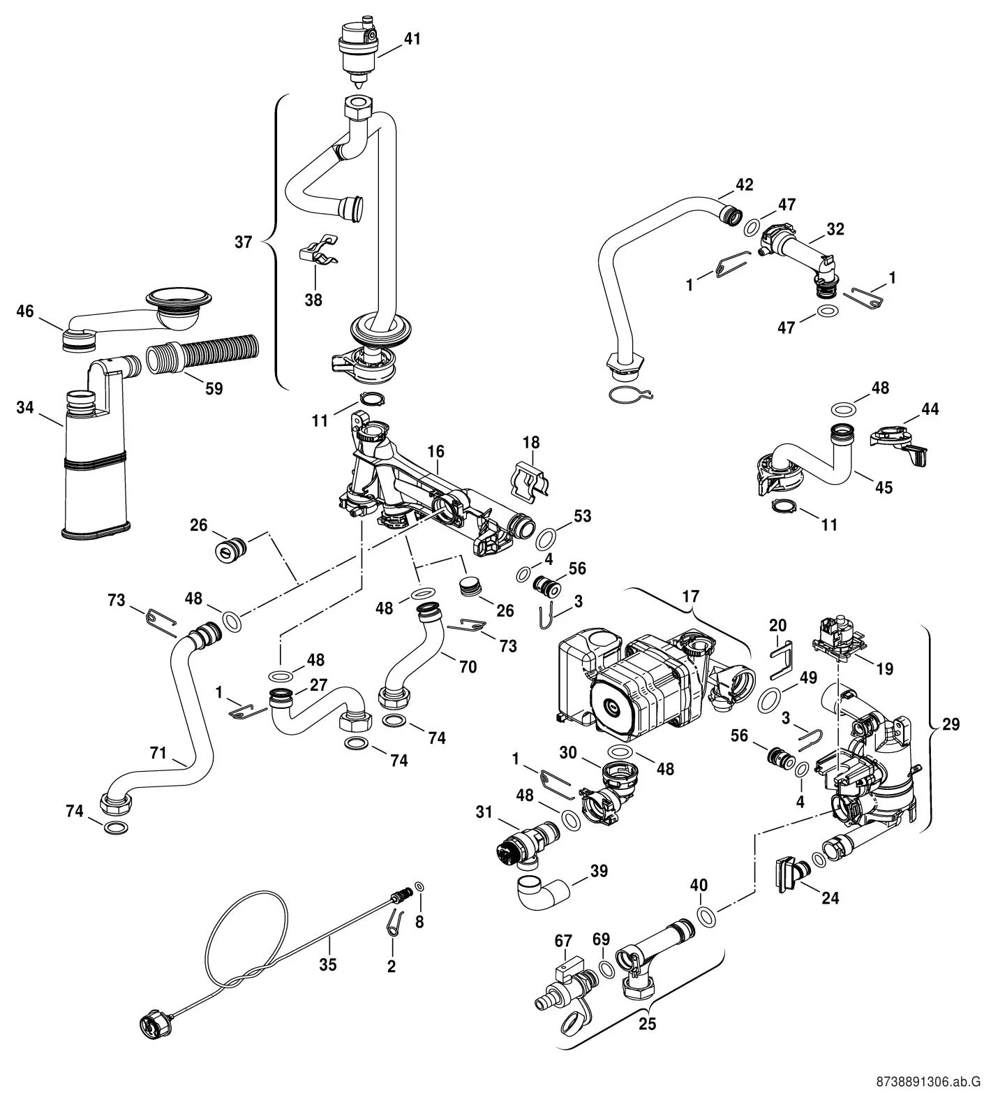Schéma éclaté Corps hydraulique (5) — Buderus GB172T