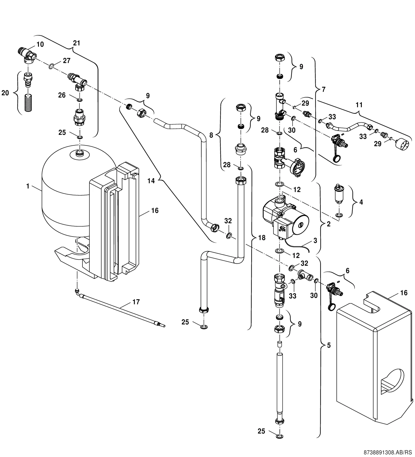 Schéma éclaté Hydraulique de solaire — Buderus GB172T