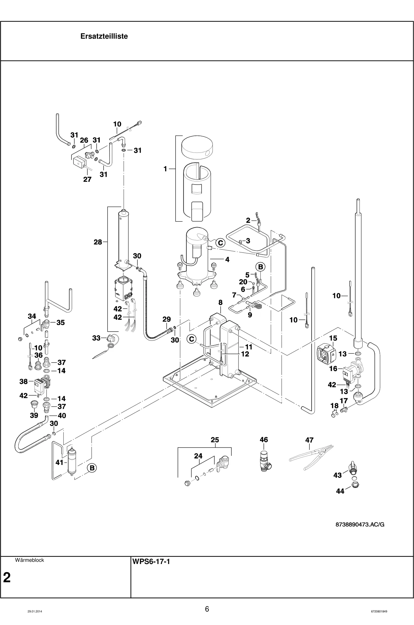 Schéma éclaté Wärmeblock — Buderus WPS 6-17-1