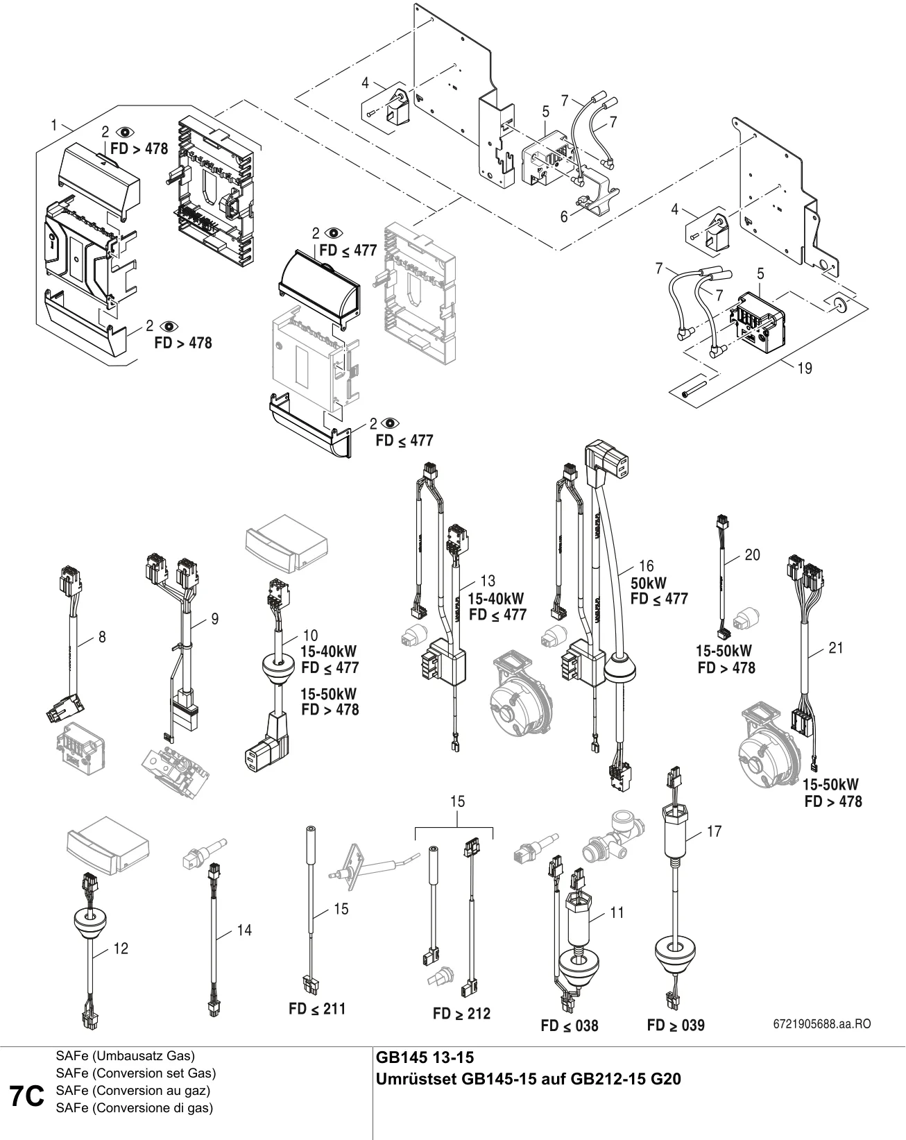 Explosietekening SAFe (Conversion au gaz) C — Buderus GB145 13/15kW